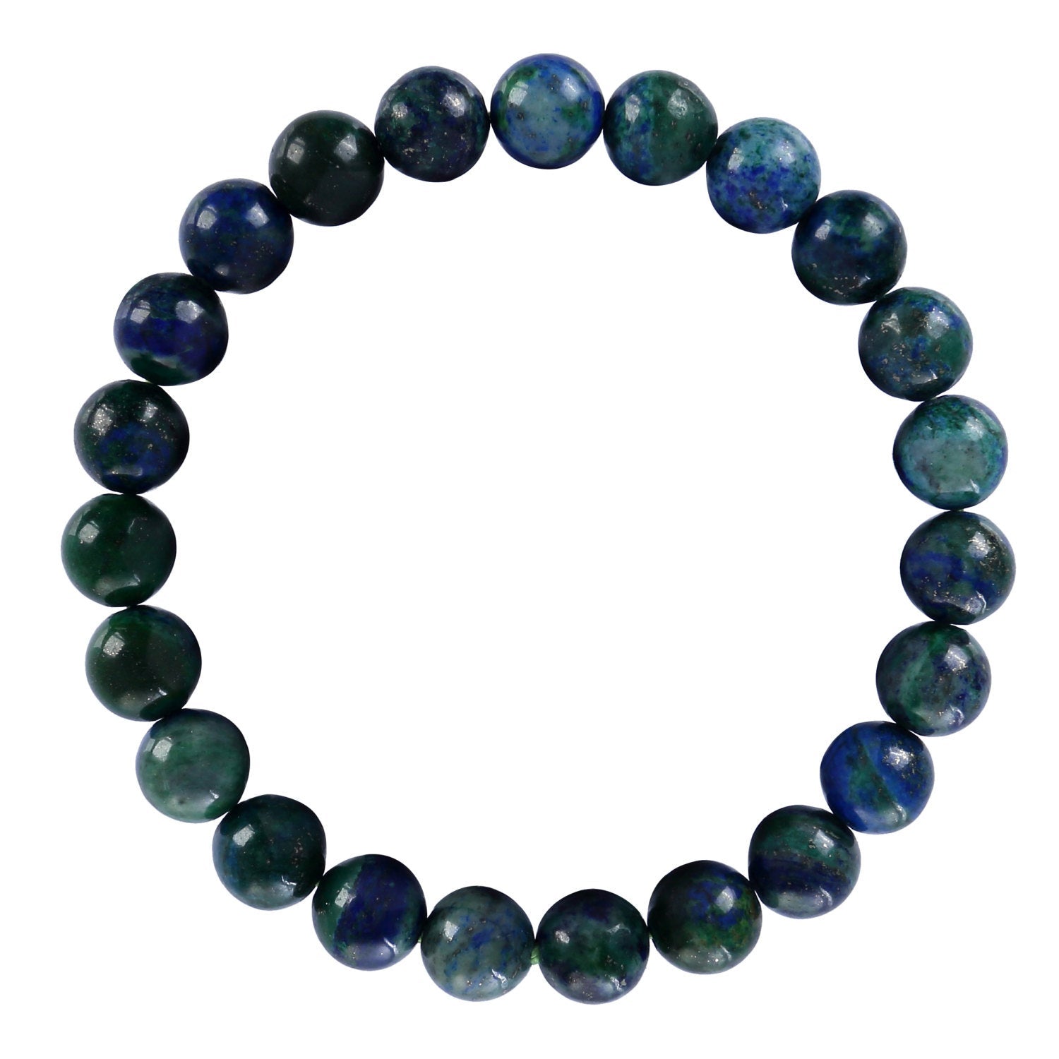 Chrysocolla Smooth Round Beaded Bracelet - 8mm, 10mm & 7.5 Inch Length - Natural Stone Healing Jewelry for Women - Perfect for Meditation, Yoga & Spiritual Gifts