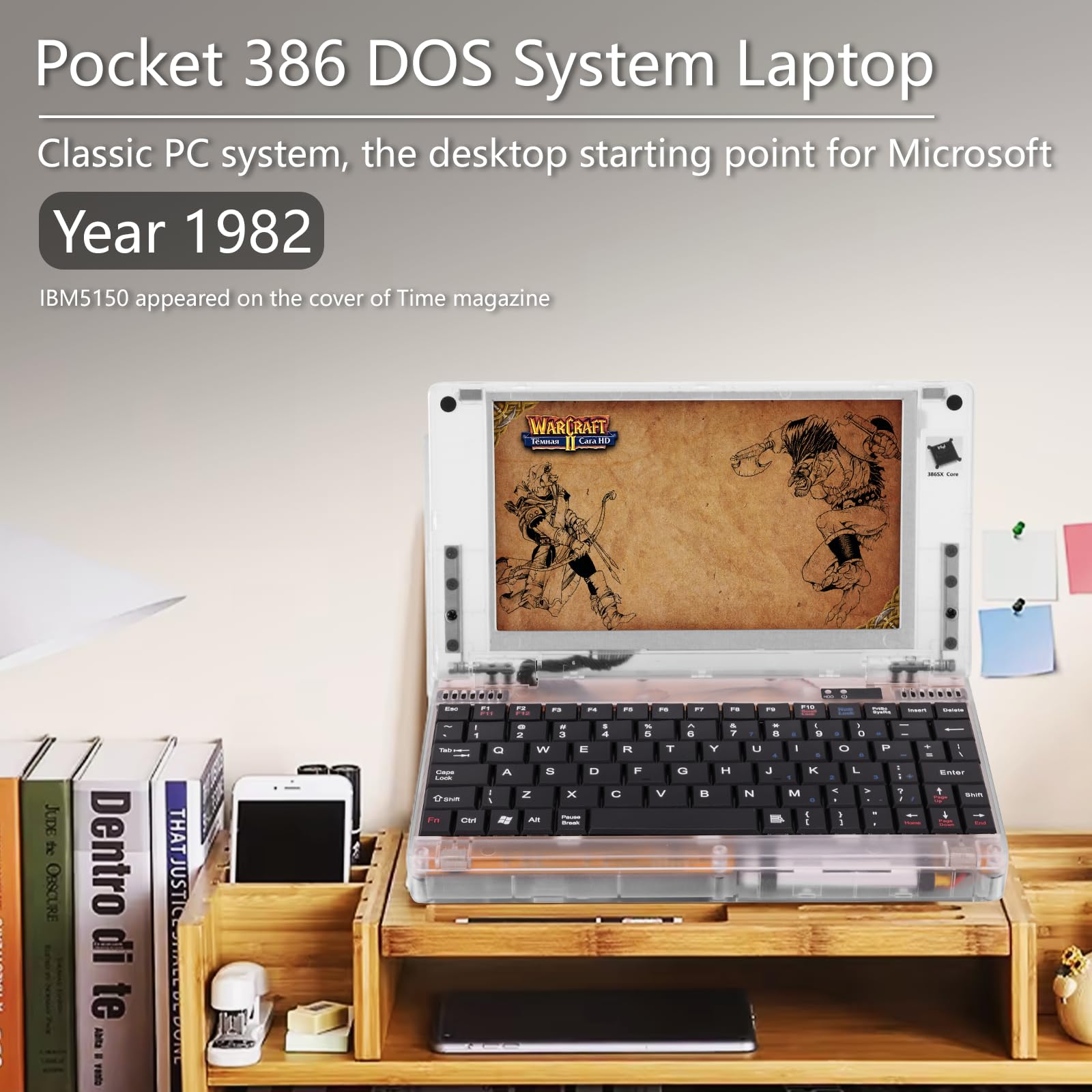 Yekavo Retro Pocket 386 CPU XT PC Laptop - 90s Mini Laptop Compatible with Windows 3.1 & MS-DOS | OPL3 Sound Card, VGA Graphics, LCD Screen | Vintage Computing, Gaming & Collectible for Retro Tech Enthusiasts