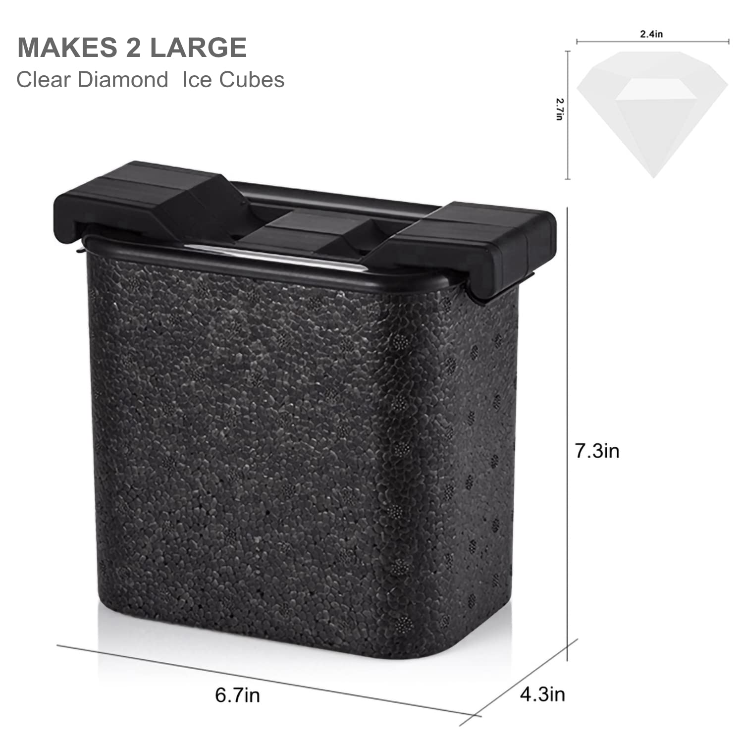 Premium Crystal Clear Ice Cube Maker - Large Diamond Ice Cube Mold for Whiskey, Cocktails & Drinks - Makes 2 Clear Ice Cubes - Perfect Gift for Friends & Family - Ideal for Home Bars, Parties & Special Occasions