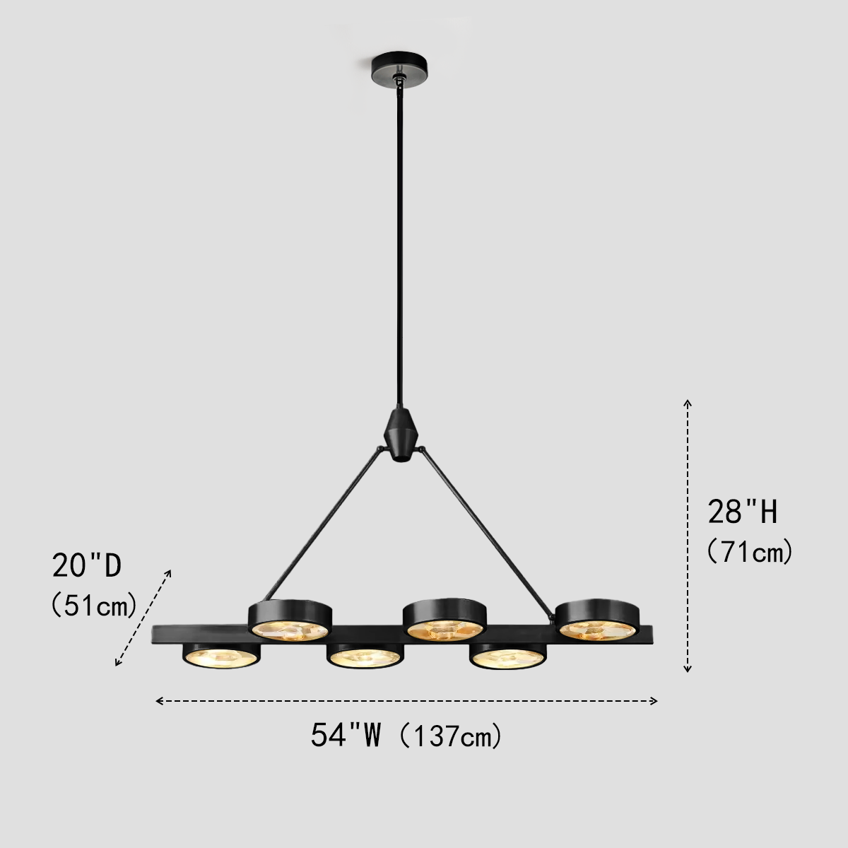 Stylish Aster Linear Brass Chandelier - Modern Gold Pendant Light Fixture for Dining Room, Kitchen Island & Bedroom Lighting