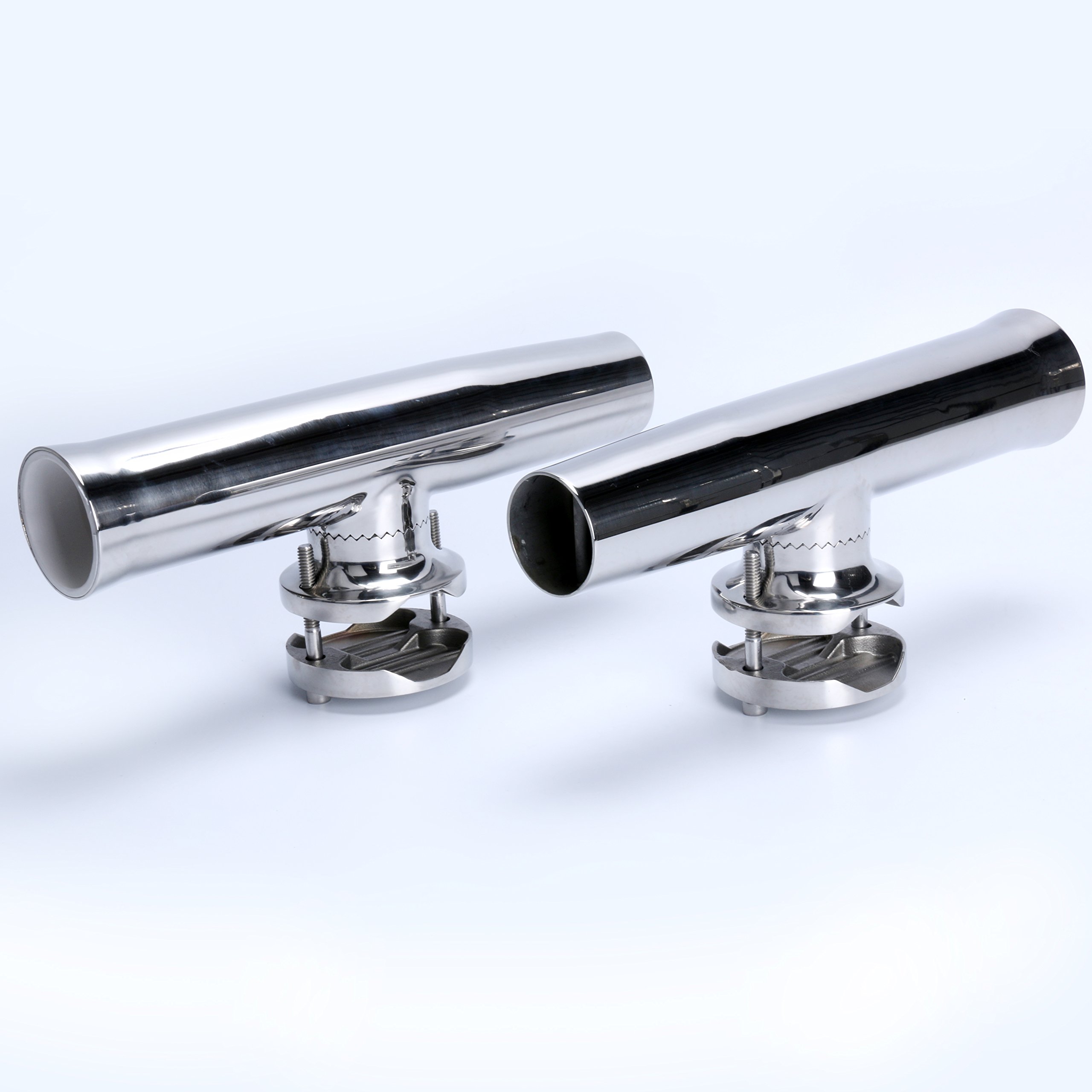 **4-Piece Stainless Steel Fishing Rod Holder Set - Heavy Duty Clamp-On Rail Mount for 1-1/4