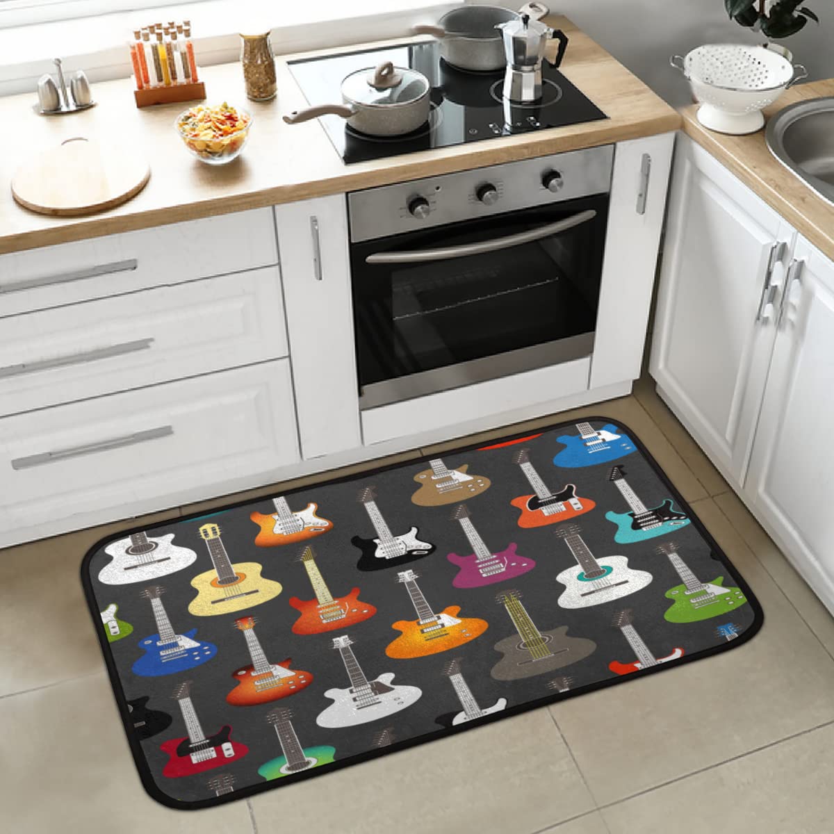 Pardick Non-Slip Music Theme Kitchen Rugs - Washable Absorbent Anti-Fatigue Memory Foam Mat for Kitchen, Bathroom & Entryway (39x20 Inches) - Perfect for Musicians, Home Chefs & High-Traffic Areas
