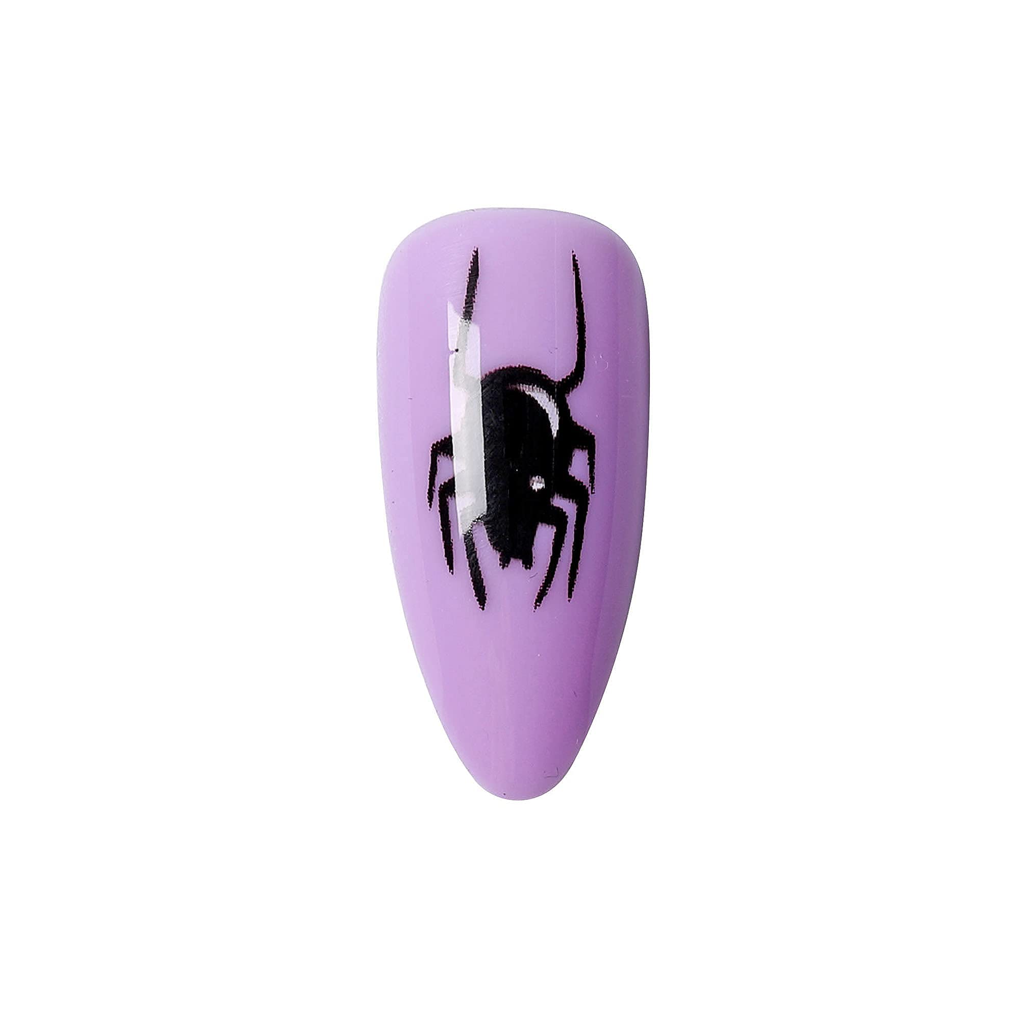 Aethland Halloween Coffin Fake Nails - 24pcs Medium Length Full Cover Artificial Nails | Spooky Spider Design for Nail Art, DIY, Salon | Includes 2g Glue | Perfect for Women's Halloween Party, Cosplay & Gothic Nail Styles