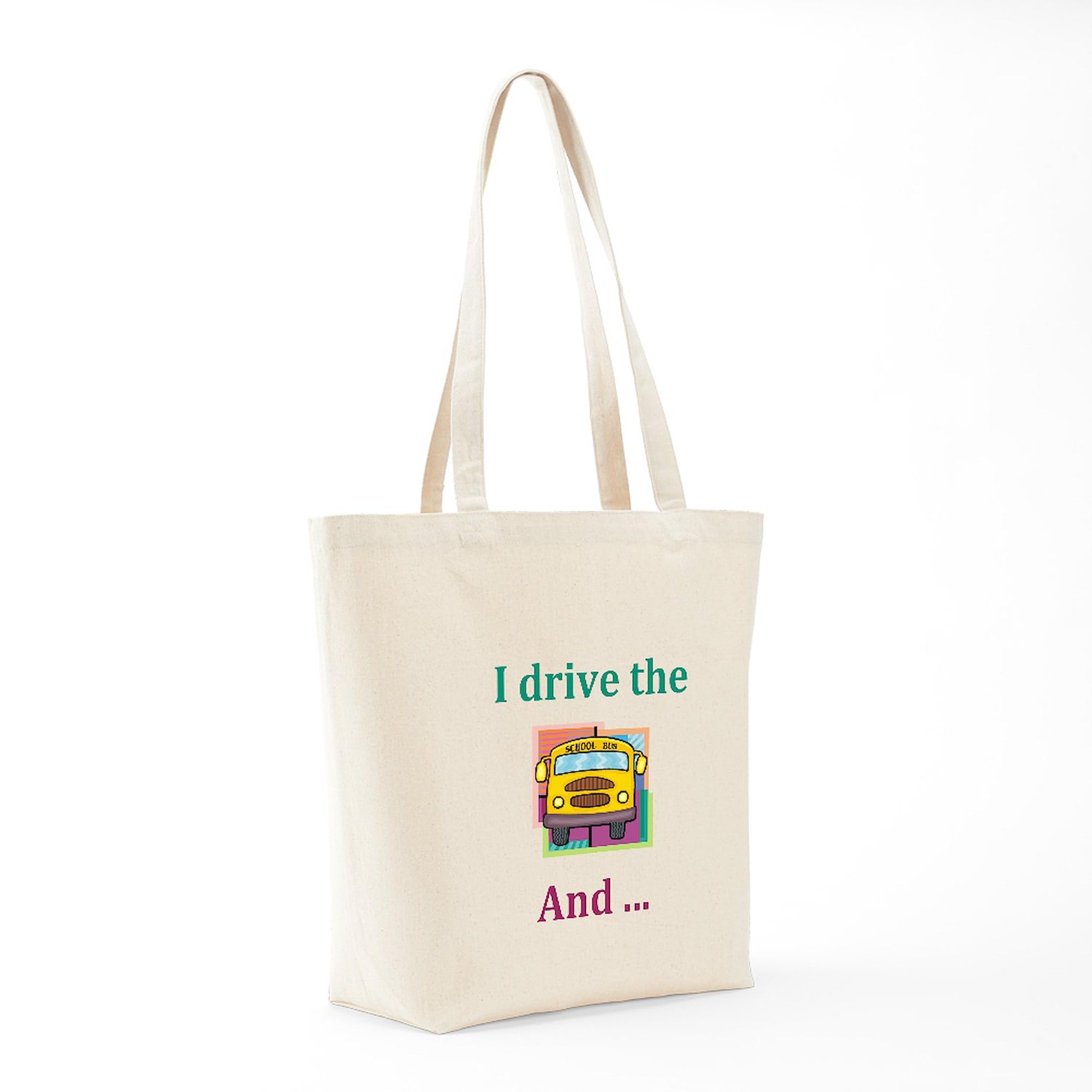 School Bus Driver Tote Bag - Natural Canvas Reusable Shopping Tote for Teachers & Drivers - Perfect for Work, Groceries & Everyday Use