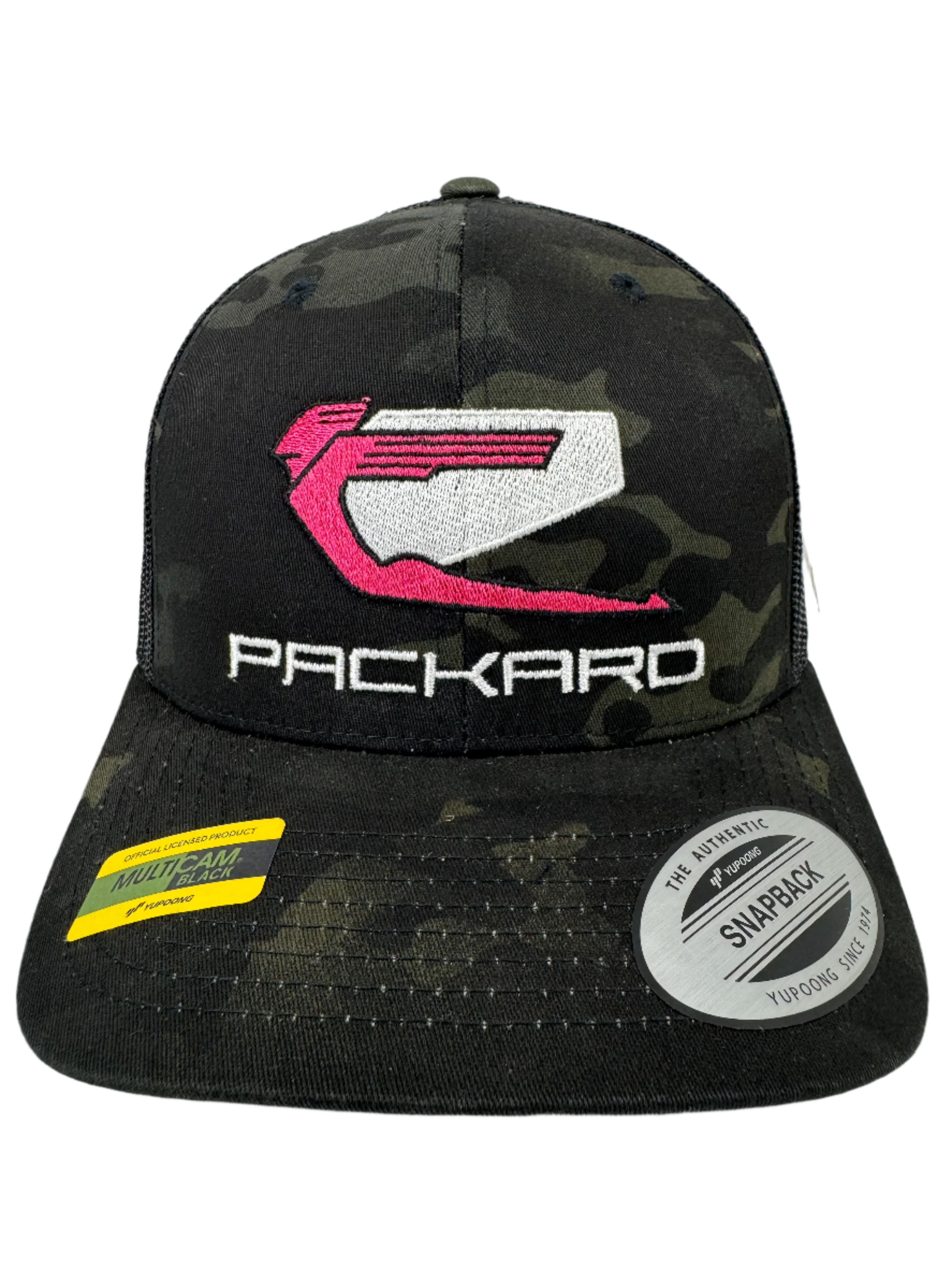 Stylish Embroidered Trucker Hat with Curved Brim - Pink Logo Design for Men & Women | Perfect for Outdoor Activities, Sports, and Casual Wear