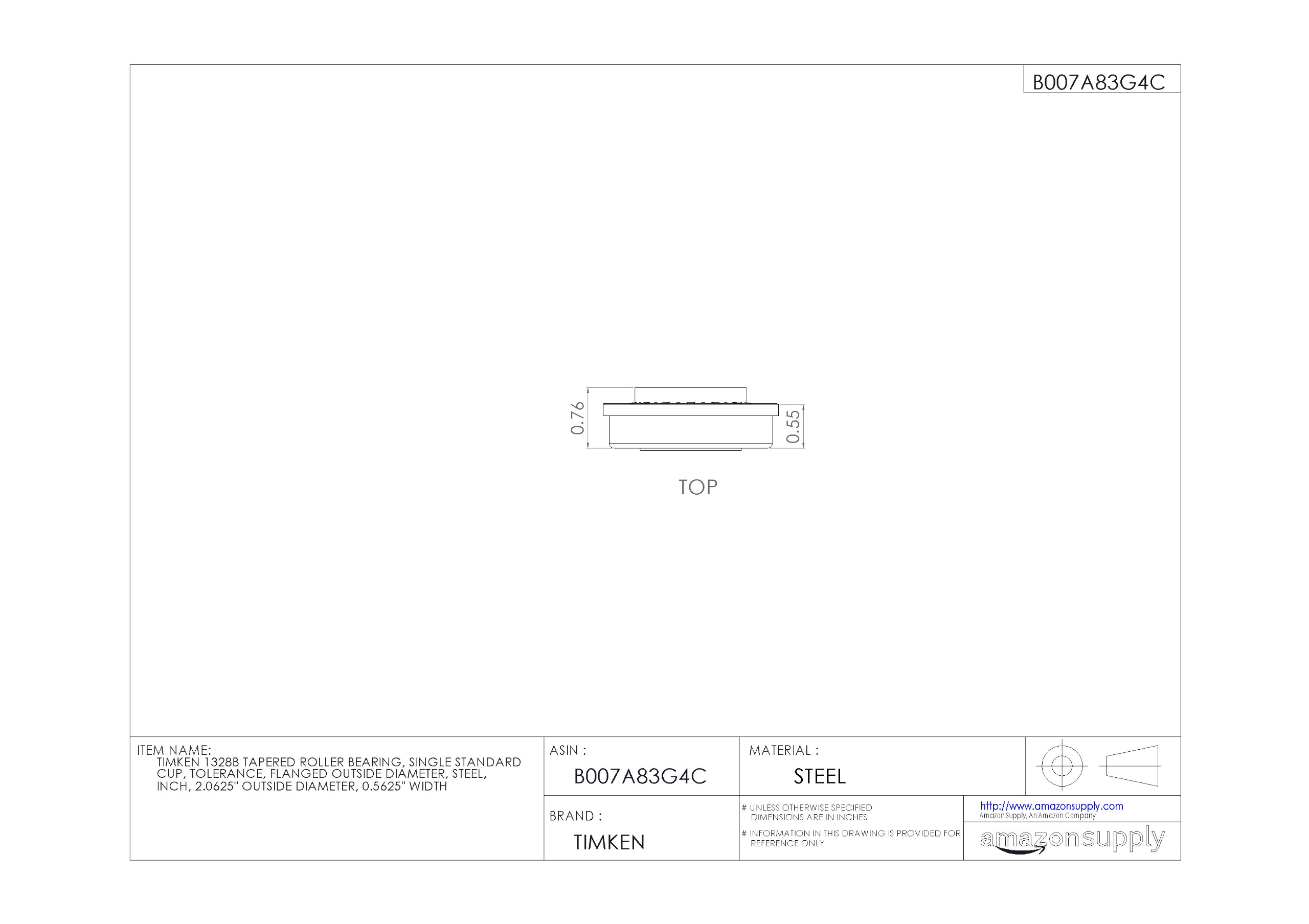 Timken 1328B Flanged Tapered Roller Bearing - 2.0625