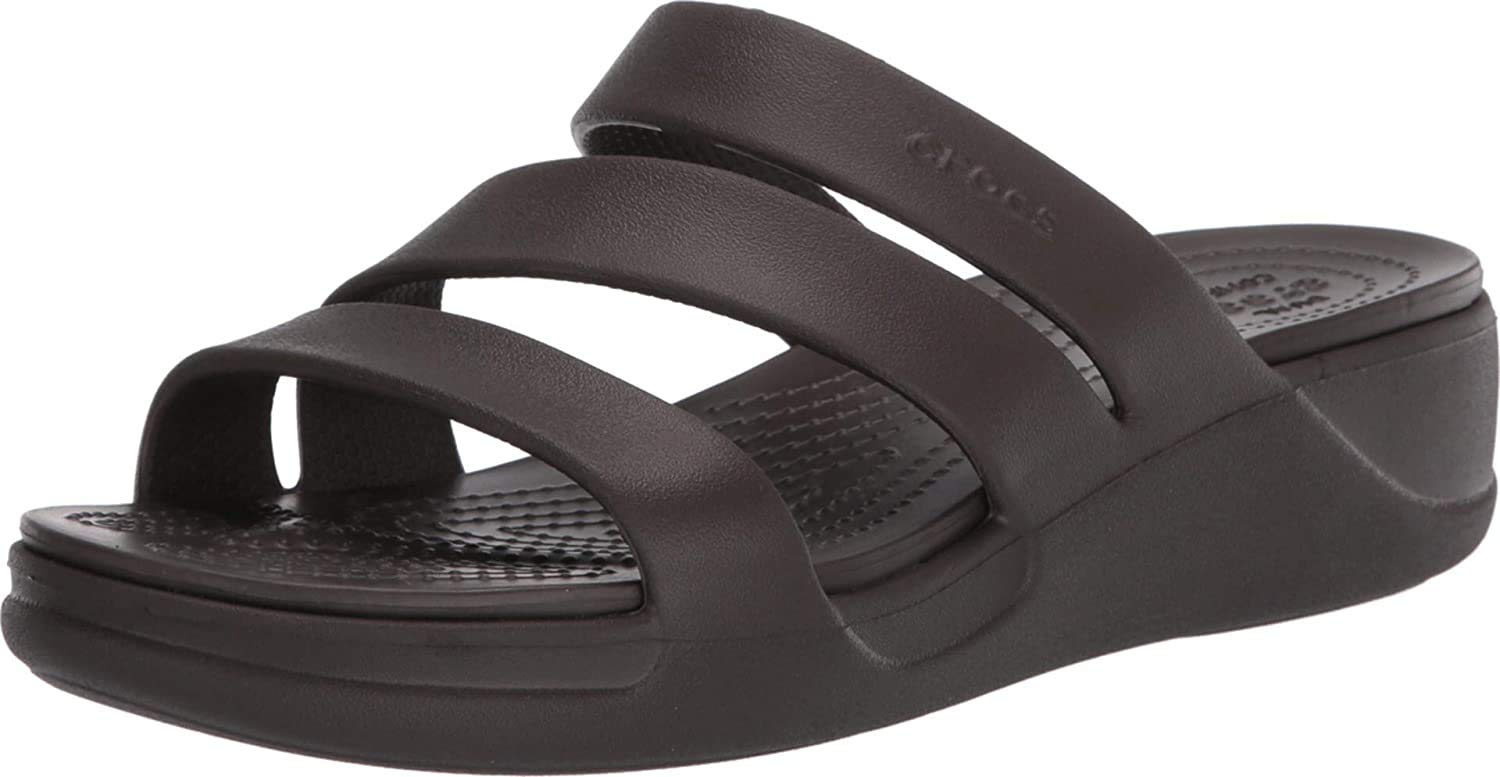 Crocs Women's Monterey Strappy Wedge Sandals - Comfortable Slip-On Wedge Heel Shoes for Casual Outings & Beach Vacations