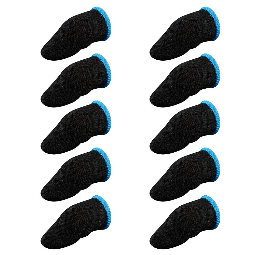 10 Pack Anti-Sweat Gaming Finger Sleeves - Breathable Magnetic Touch Screen Gloves for Mobile Games - Lightweight Pro Thumb Sleeves (Black) | Perfect for PUBG, Call of Duty & Fortnite Players