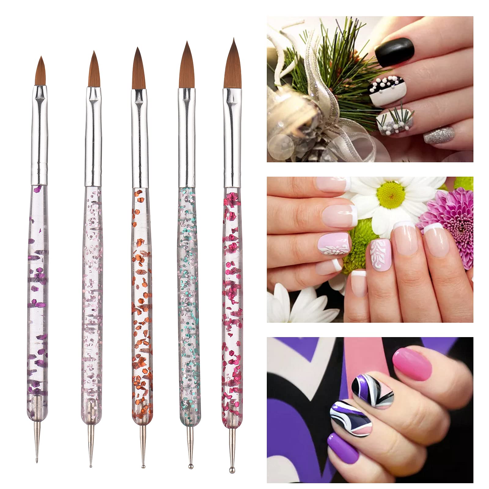5PCS Professional Nail Art Pen Kit - Acrylic Nail Brushes, Dotting Pen, 3D Carving Pen & Manicure Tools for Gel Polish, French Tips & Nail Design (Multicolor) - Perfect for Home Salon, DIY Nail Art & Professional Use - Layfoo