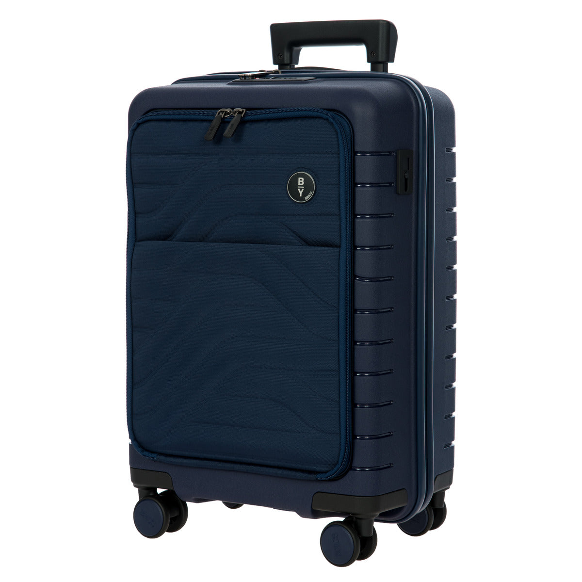 Ulisse 21 Expandable Spinner Luggage with Pockets - Blue Carry-On Suitcase for Travel, Business Trips & Weekend Getaways