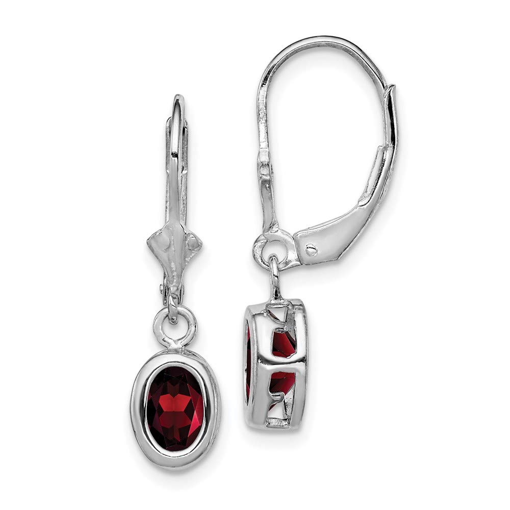 925 Sterling Silver 7x5mm Oval Garnet Leverback Earrings for Women - Elegant Fine Jewelry Gift for Her - Perfect for Weddings, Parties & Special Occasions