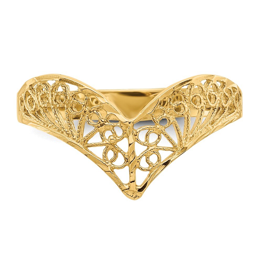 14K Yellow Gold Diamond-Cut Filigree Ring Band for Women - Elegant Wedding, Engagement & Anniversary Jewelry Gift - Perfect for Bridal, Party & Special Occasions