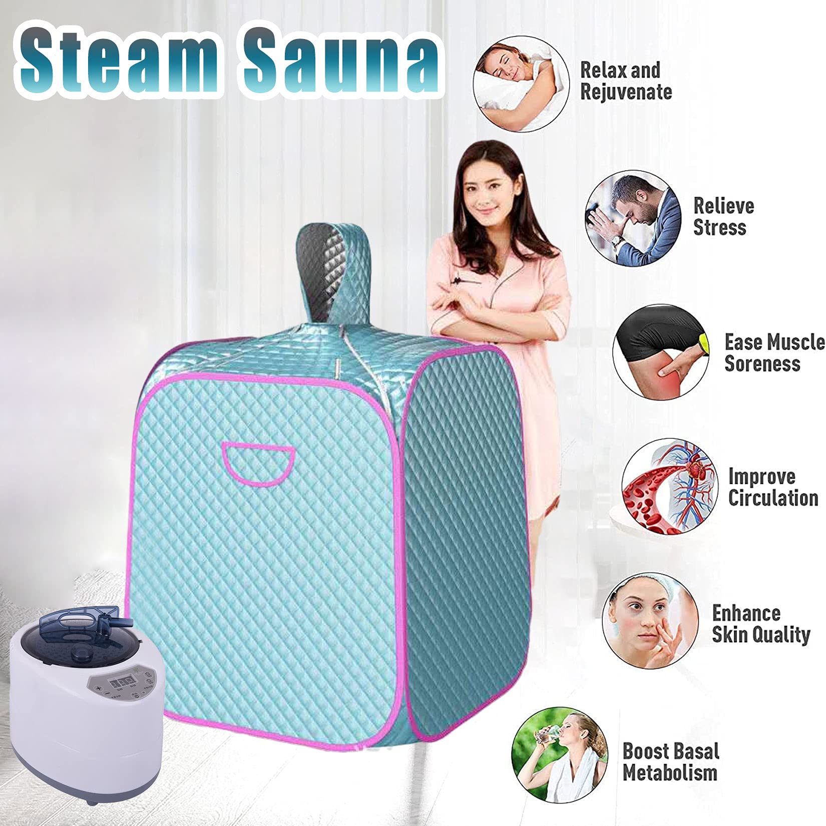 Portable Folding Steam Sauna Room - 2L Home Spa with Remote Control for Weight Loss & Detox | Mobile Personal Sauna for Relaxation, Muscle Recovery & Home Wellness
