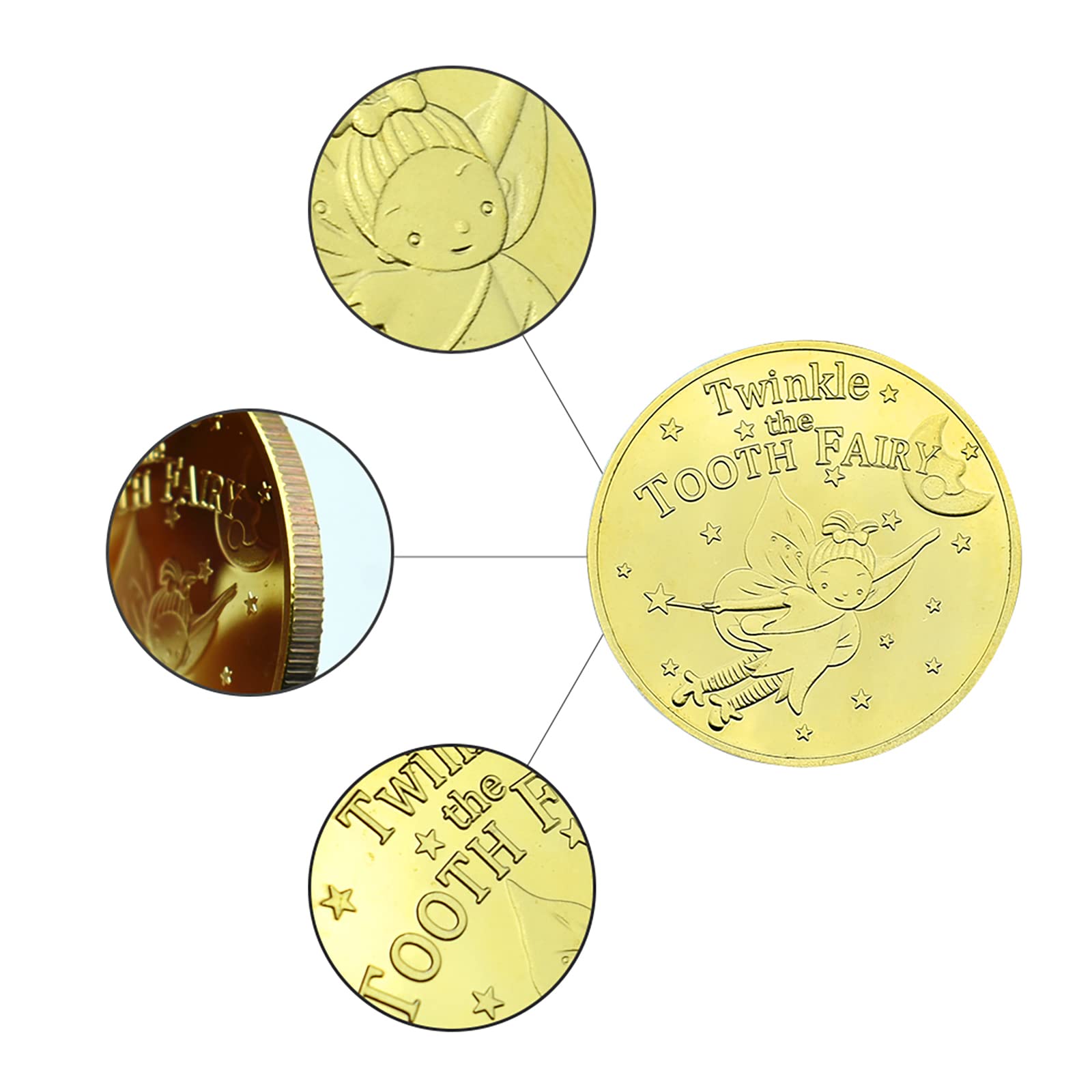 10PCS Tooth Fairy Coins - Golden Plated Metal Coins for Lost Teeth Reward, Kids Tooth Change Souvenir & Dentist Gifts | Perfect for Christmas, Tooth Fairy Traditions & Dental Office Rewards