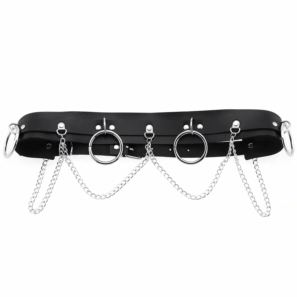 Punk Waist Chain Leather Waist Belt - Gothic Body Jewelry Accessories for Women & Girls | Purple Hip Chain for Rave, Festival, Cosplay & Night Out