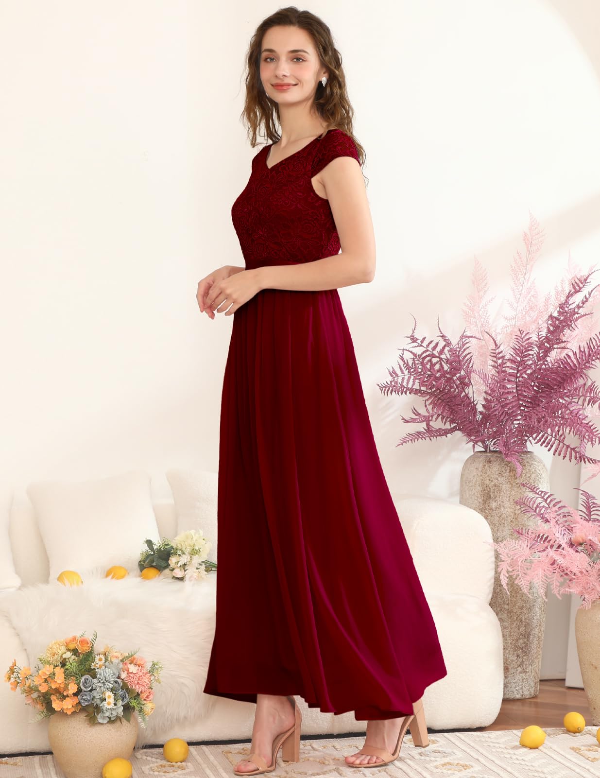 Elegant Long Formal Dress for Women 2024 | Wedding Guest & Bridesmaid Dress | V-Neck Evening Gown for Fall Homecoming, Beach Parties & Special Occasions