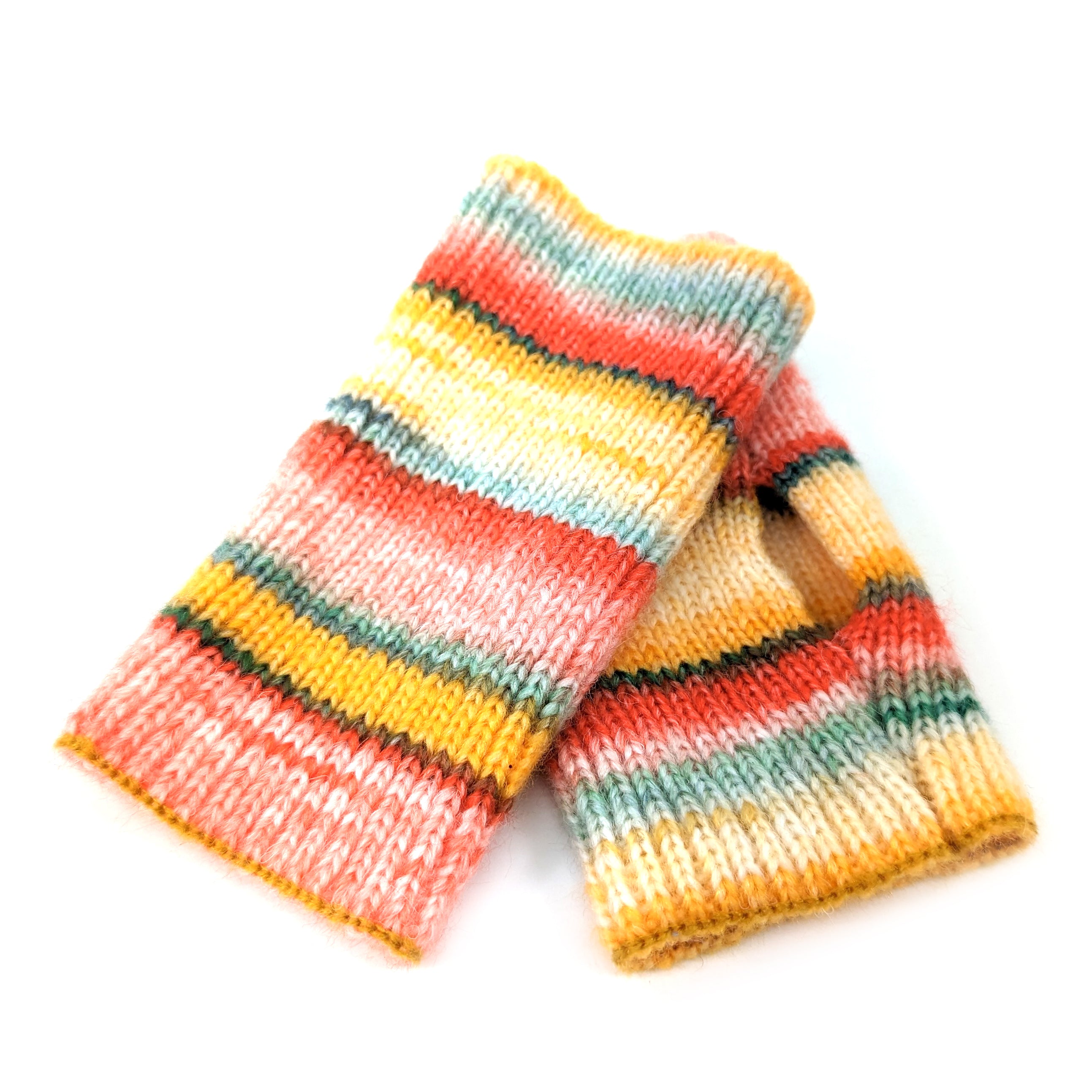 Multi Striped Two in One Gloves - Tropical Forest Orange | Warm Winter Gloves for Outdoor Activities, Hiking & Snow Sports