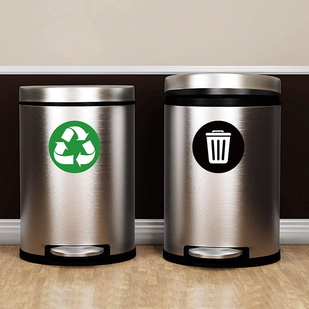 6-Pack Round Adhesive Garbage Can Stickers - Waterproof Trash Bin Labels for Outdoor Waste Baskets, Recycling Bins & Public Restrooms (Durable Vinyl Decals for Home, Office & Commercial Use)