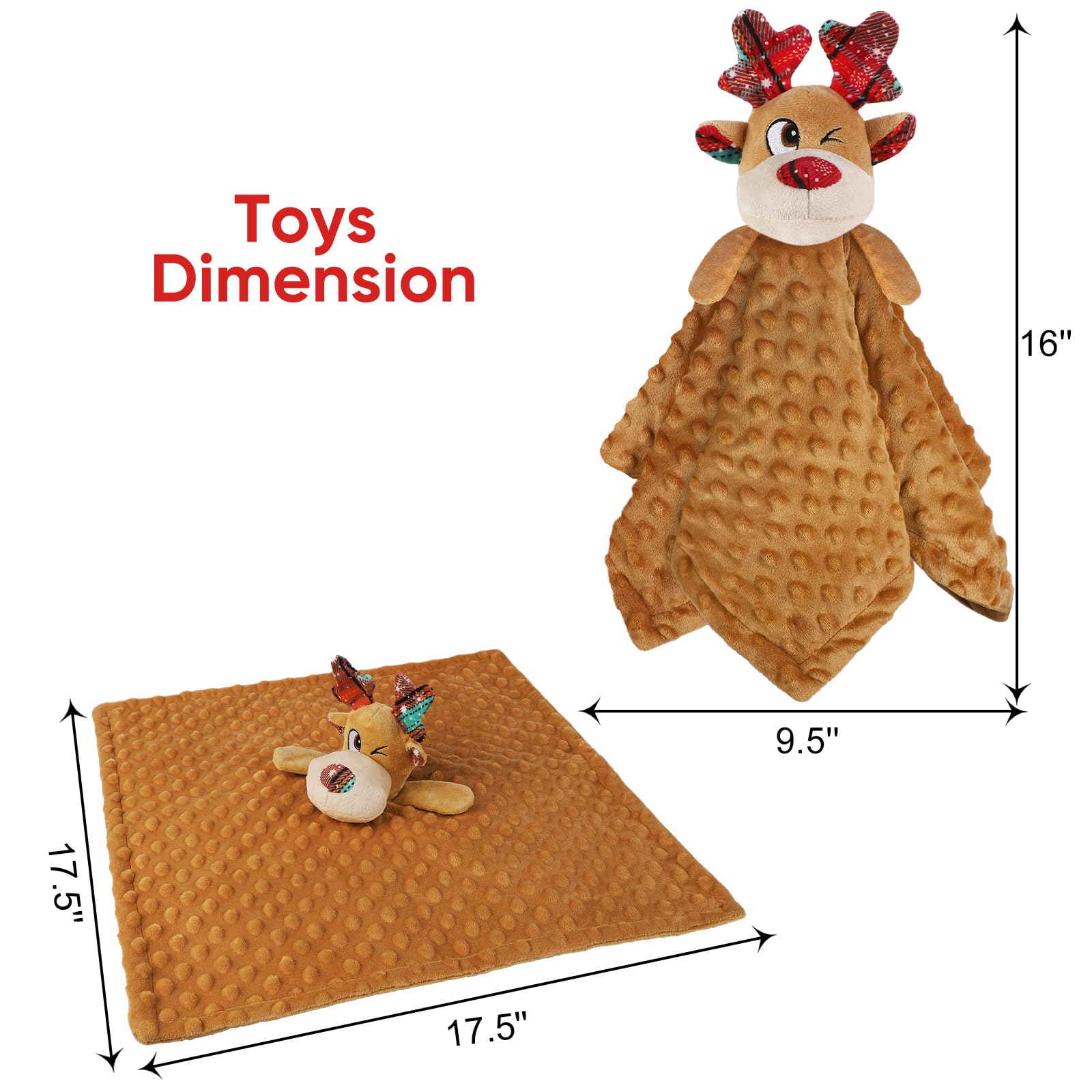 Christmas Squeaky Dog Toys for Small Medium Large Dogs - Soft Plush No Stuffing Puppy Chew Toys, Durable Bite-Resistant Xmas Reindeer for Aggressive Chewers - Perfect for Holiday Playtime, Training & Interactive Bonding