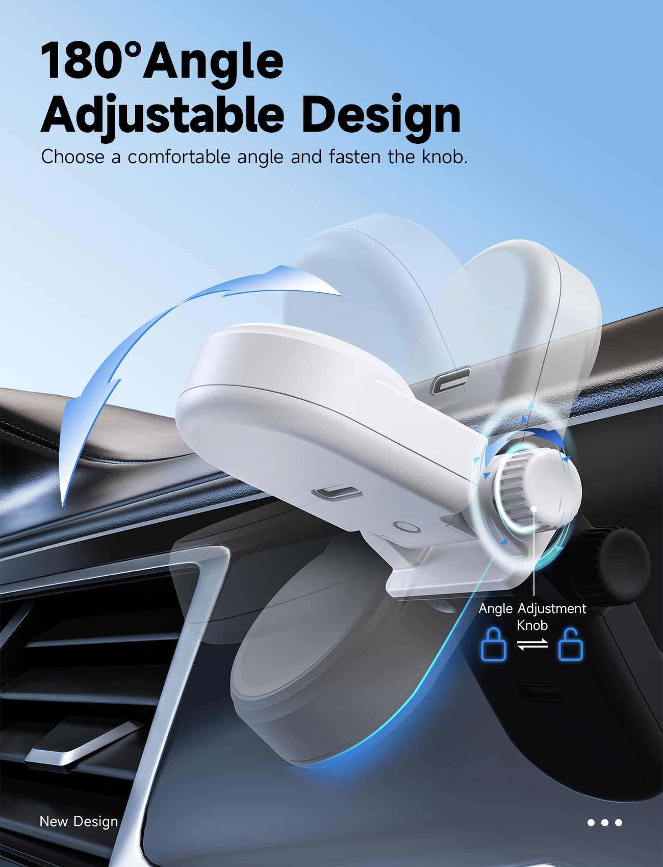 Apple Watch Charger Stand with Built-in Magnetic Charger - Adjustable Car Mount Dock for iWatch Series 8/7/6/5/4/3/2/1 - Secure Adhesive Stand for Nightstand, Office & Car Charging (White)