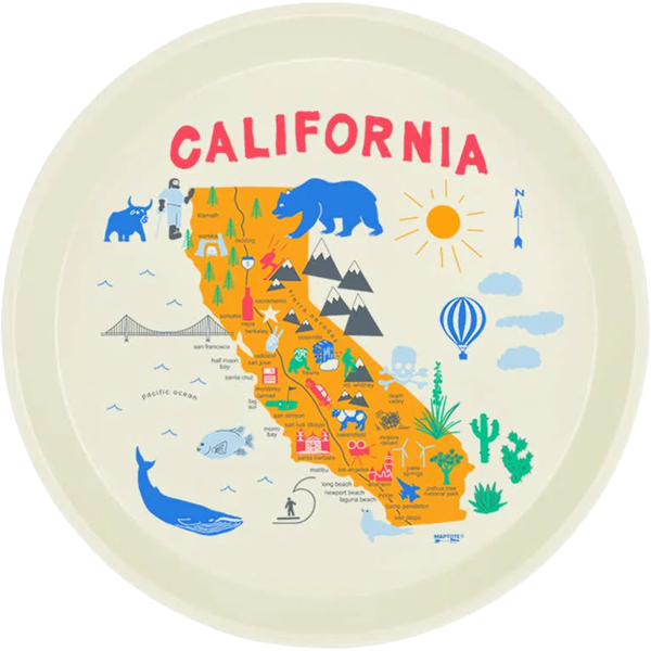 California Round Tray - Handmade Wooden Serving Tray with Natural Finish for Coffee Table Decor, Breakfast in Bed, or Living Room Organization