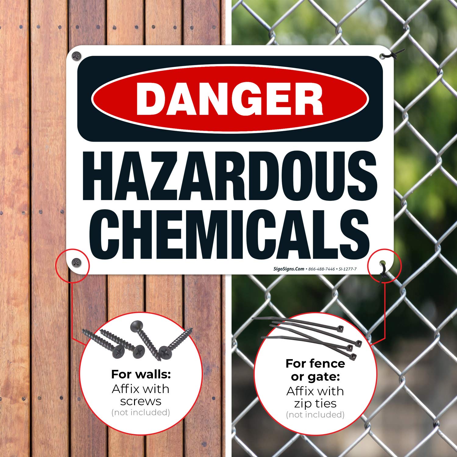 Danger Hazardous Chemicals Sign - OSHA Approved 10x7 Inches Rust-Free .040 Aluminum Sign - Fade Resistant for Indoor & Outdoor Use - Made in USA - Perfect for Warehouses, Labs & Industrial Safety