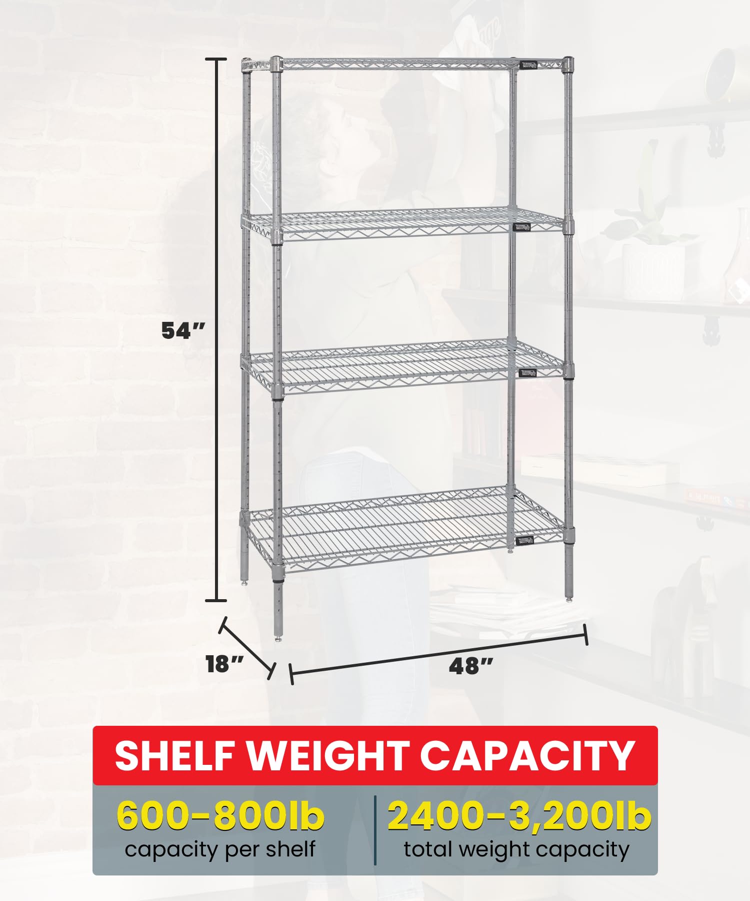 Quantum 4-Tier Wire Shelving Kit - 18