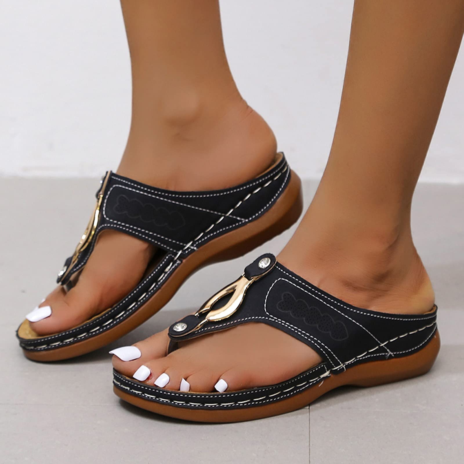 TUQIDEWU Women's Orthopedic Sandals - Comfortable Walking Sandals with Arch Support, Lightweight Open-Toe Flip Flops for Summer | Perfect for Beach, Travel & Everyday Wear