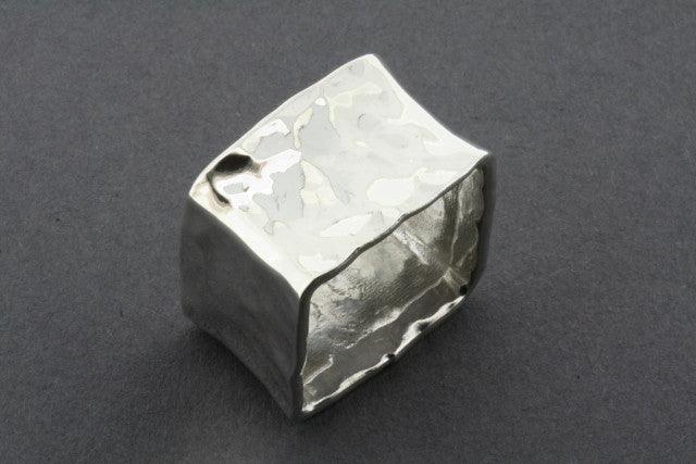 Hammered Square Ring Sterling Silver 925 - Handmade Boho Jewelry for Women - Perfect for Everyday Wear & Gift Giving