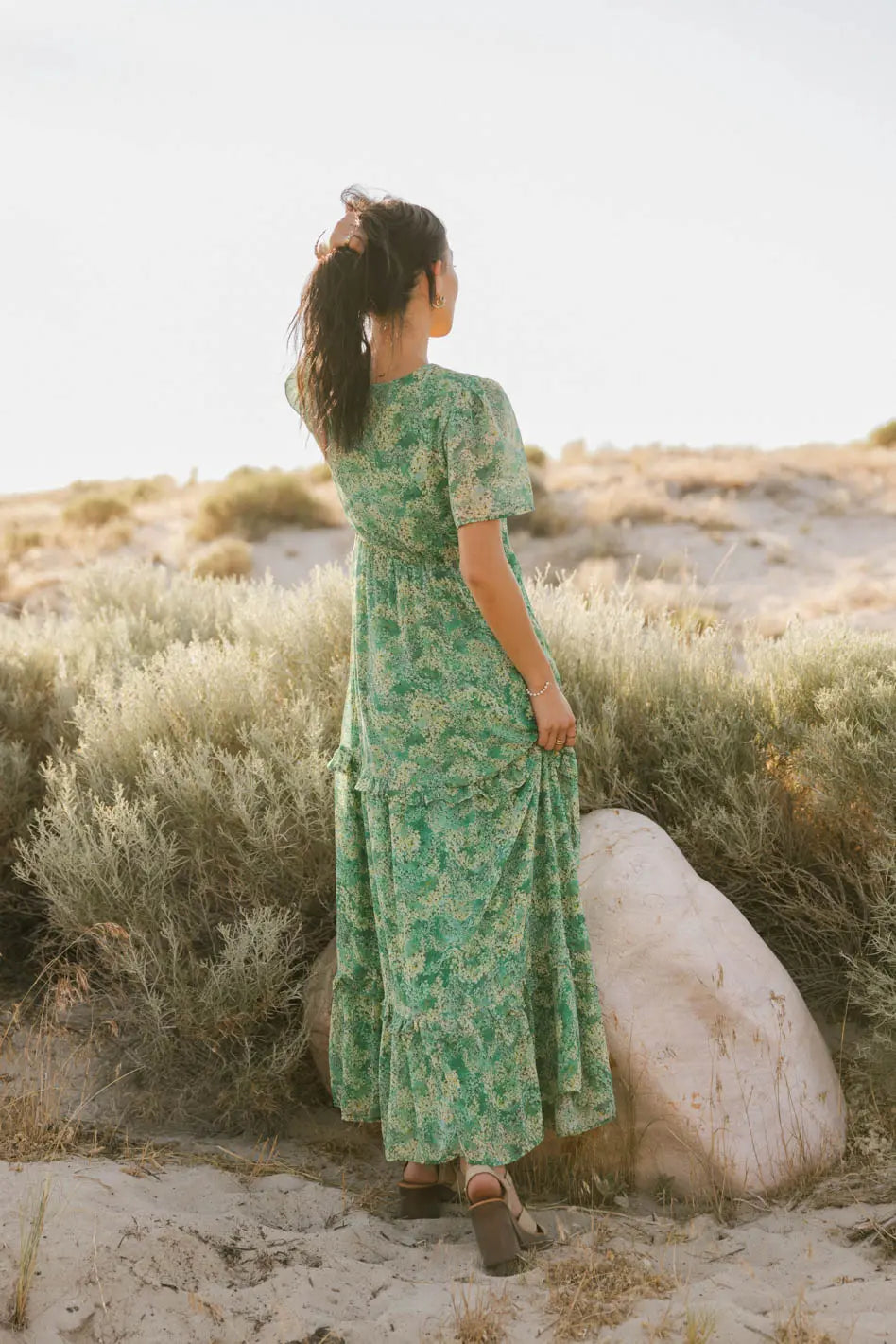 Elegant Manoella Floral Maxi Dress in Green - Perfect for Summer Weddings & Beach Vacations | Final Sale