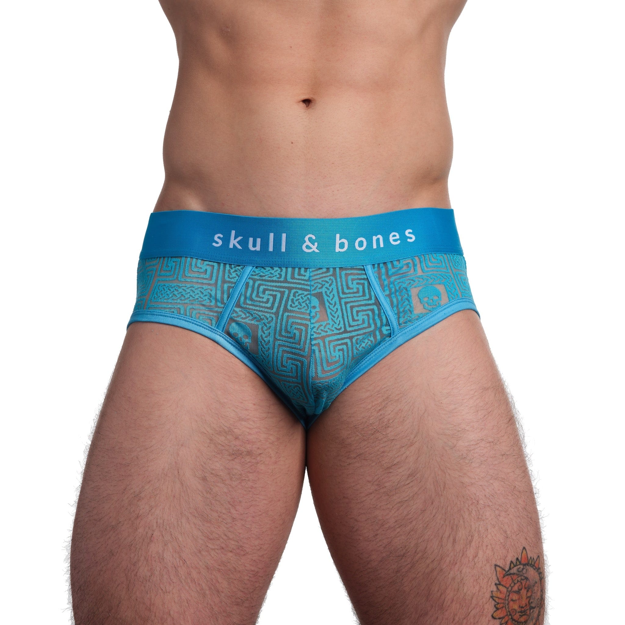 Roman Tile Burnout Brief Neon Blue - Sexy Sheer Lingerie Panties for Women | Perfect for Date Night, Boudoir Photos & Sensual Occasions