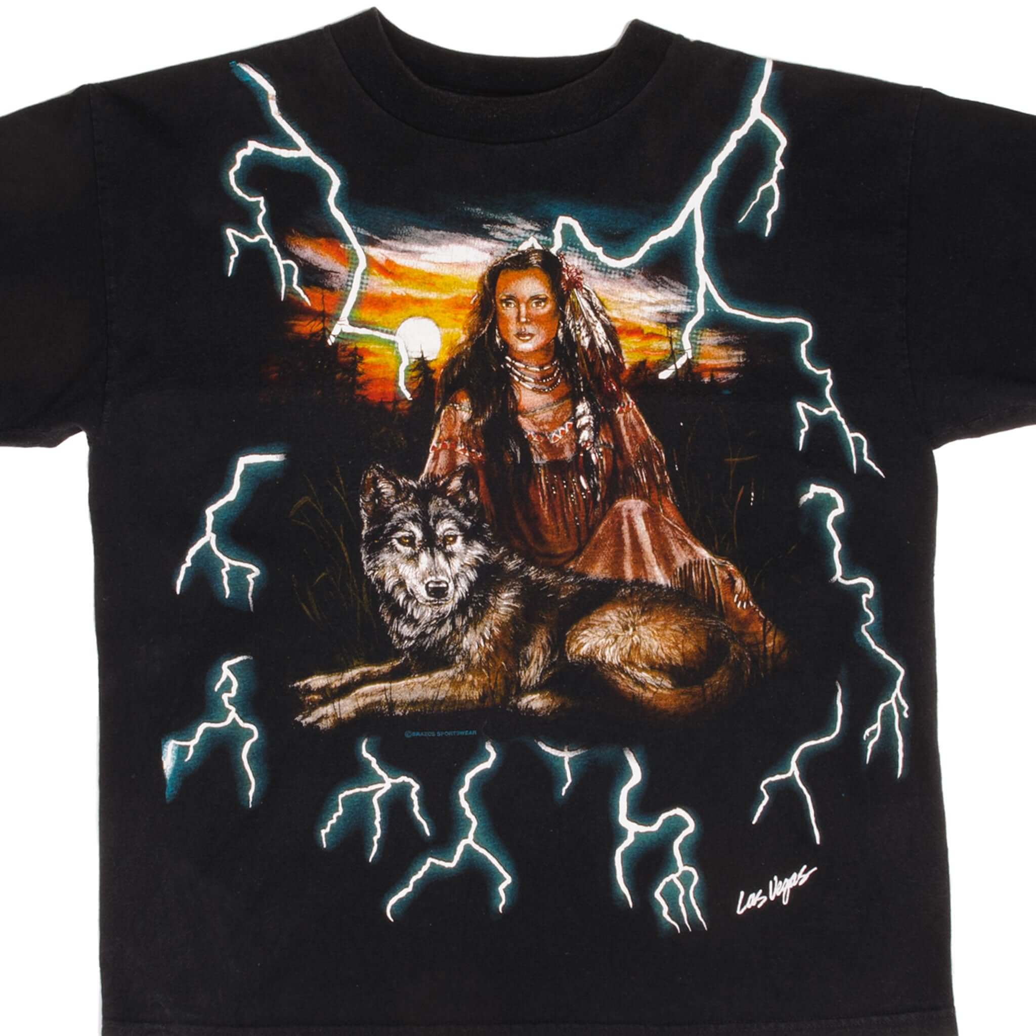 Vintage 1990s USA Thunder Las Vegas All Over Print T-Shirt - Size Large - Retro Graphic Tee for Casual Wear & 90s Theme Parties