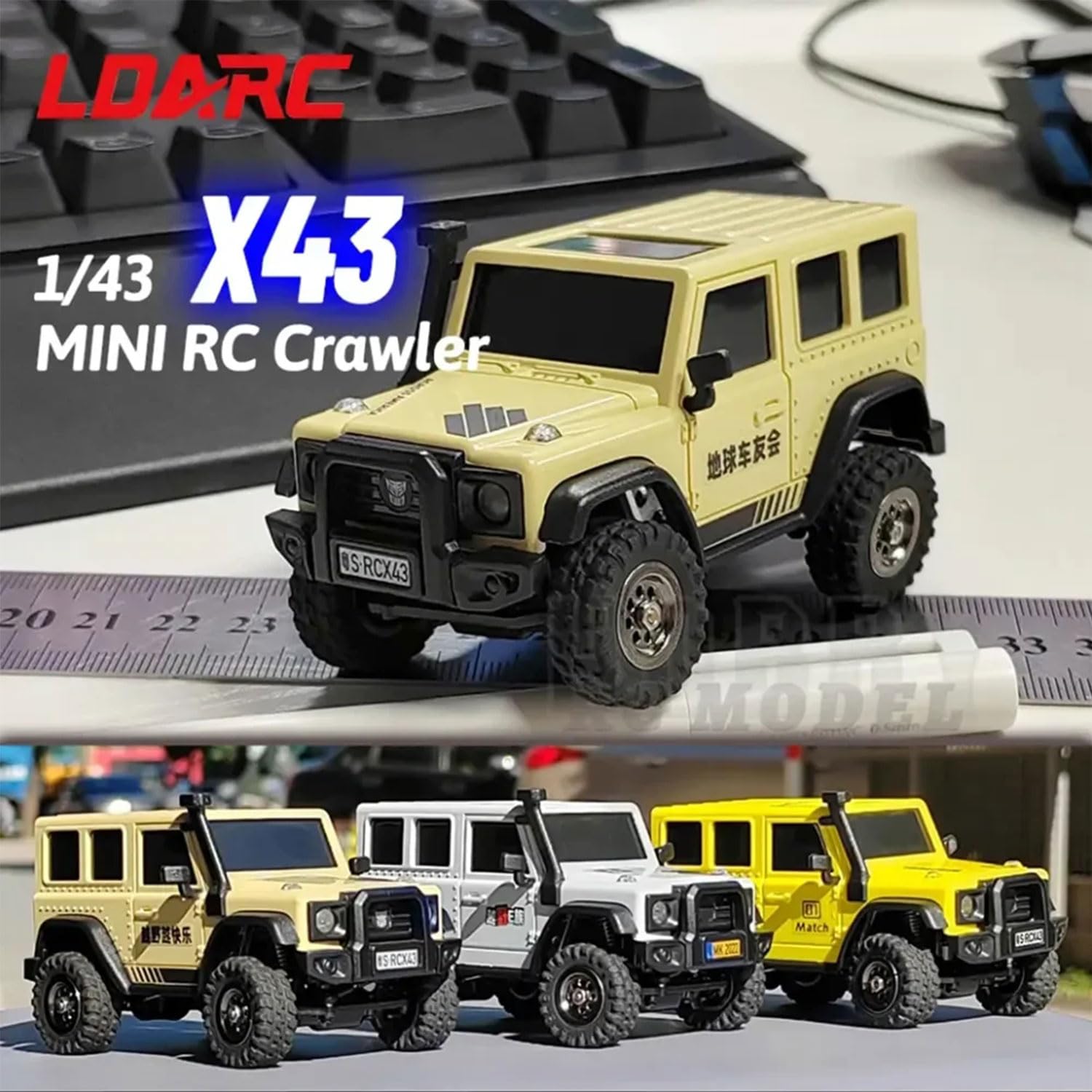 1:43 Scale Mini RC Crawler Truck - 4WD 2.4GHz Remote Control Rock Crawler Vehicle with DIY Replaceable Body Shell (Lemon Yellow) - Perfect for Off-Road Adventures, Backyard Crawling & RC Hobby Enthusiasts