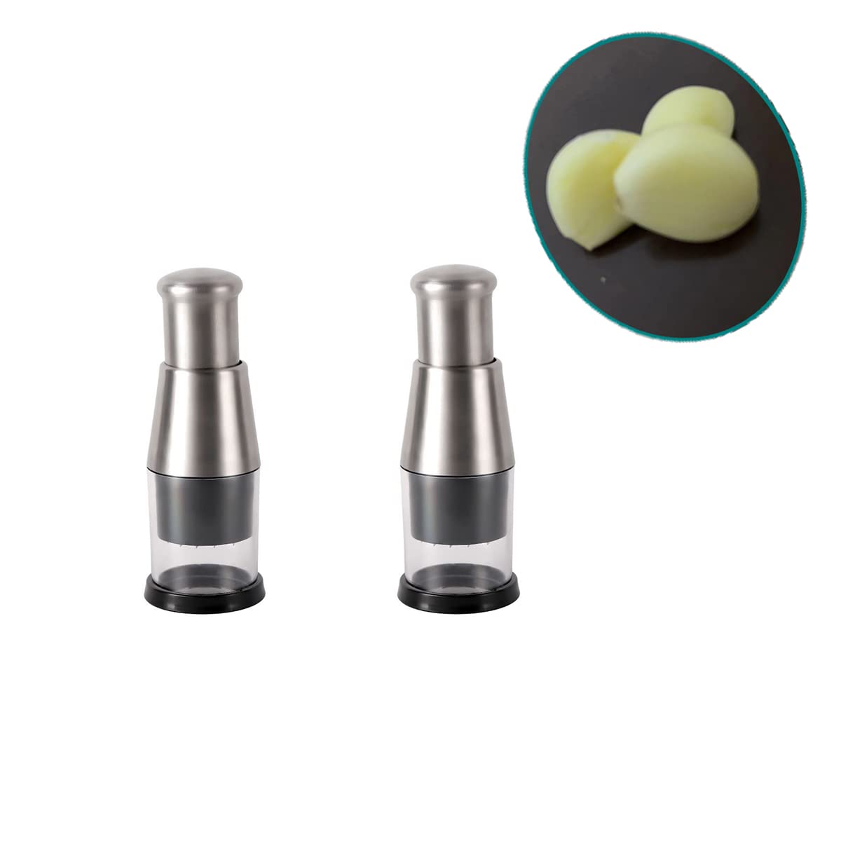 Premium Manual Garlic Press & Chopper - 2PCS Stainless Steel Food Mincer for Garlic, Onions, Peppers - Perfect for Cooking, Meal Prep & Kitchen Essentials