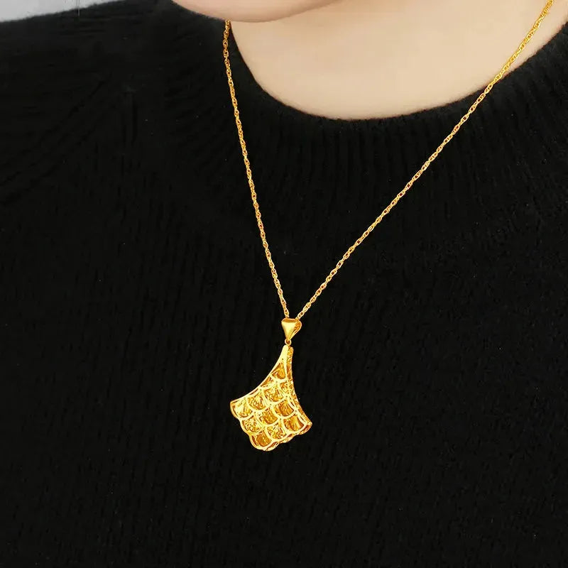 24K Pure Gold Pendant Real AU 999 Solid Gold Charm Necklace - Elegant & Trendy Classic Jewelry for Women - Perfect Gift for Birthday, Anniversary & Party Wear (2023 New Collection)