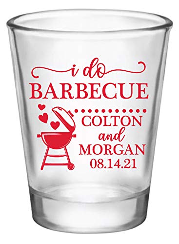 Personalized BBQ Wedding Favors - Custom Engraved Shot Glasses for Wedding Parties, Bulk Orders Available - Perfect for Bridal Showers, Rehearsal Dinners & Outdoor BBQ Celebrations