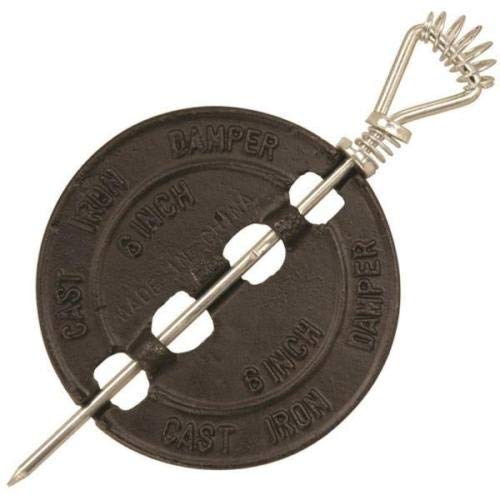 6 Inch Cast Iron Damper for Wood Stove Pipe Heater - Heavy Duty & Durable - Perfect for Fireplace, Wood Burning Stove & Heating Systems