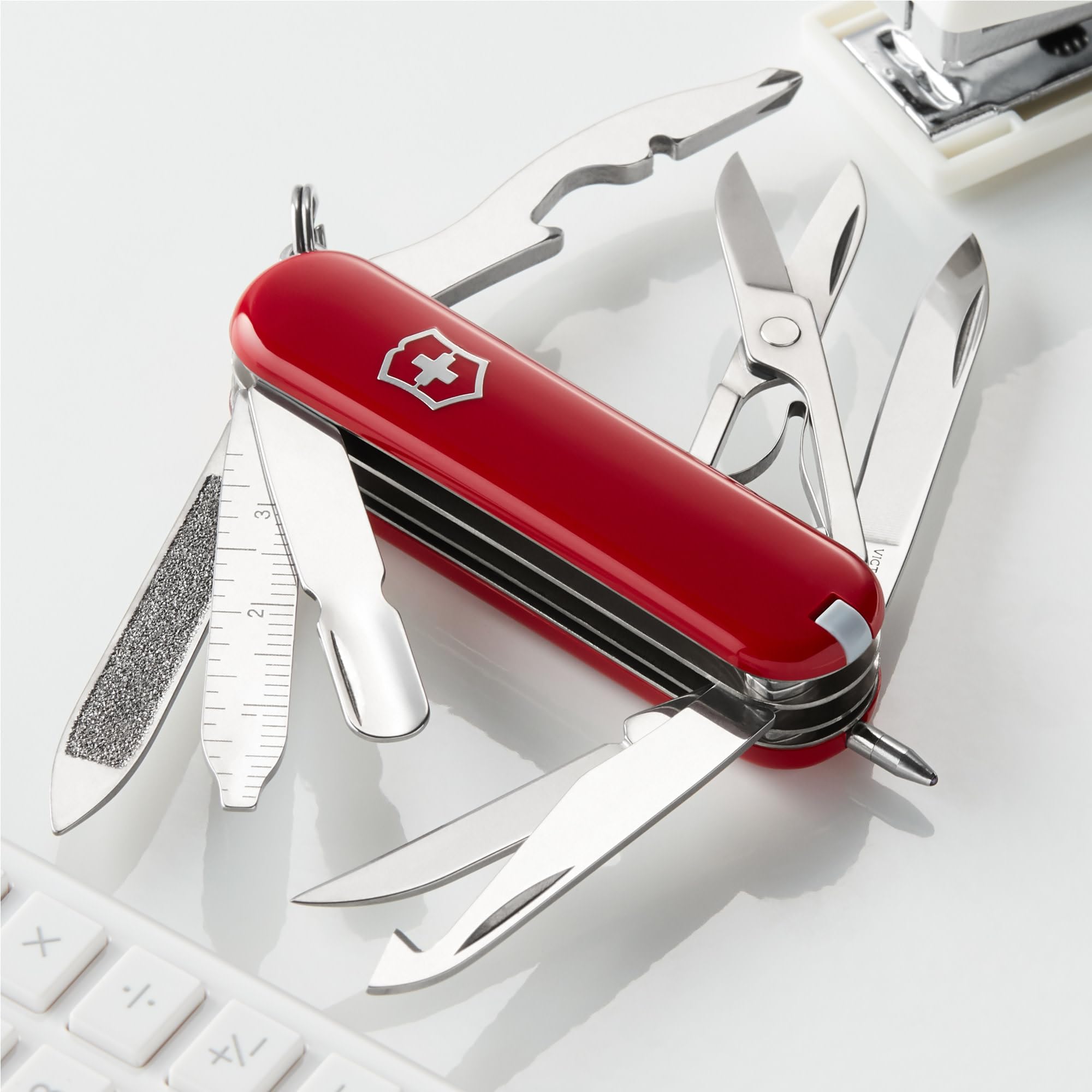 Victorinox Swiss Army Minichamp Pocket Knife - 58mm Red Multi-Tool with Scissors, Nail File & Keyring - Perfect for Camping, Hiking & Everyday Carry (EDC)