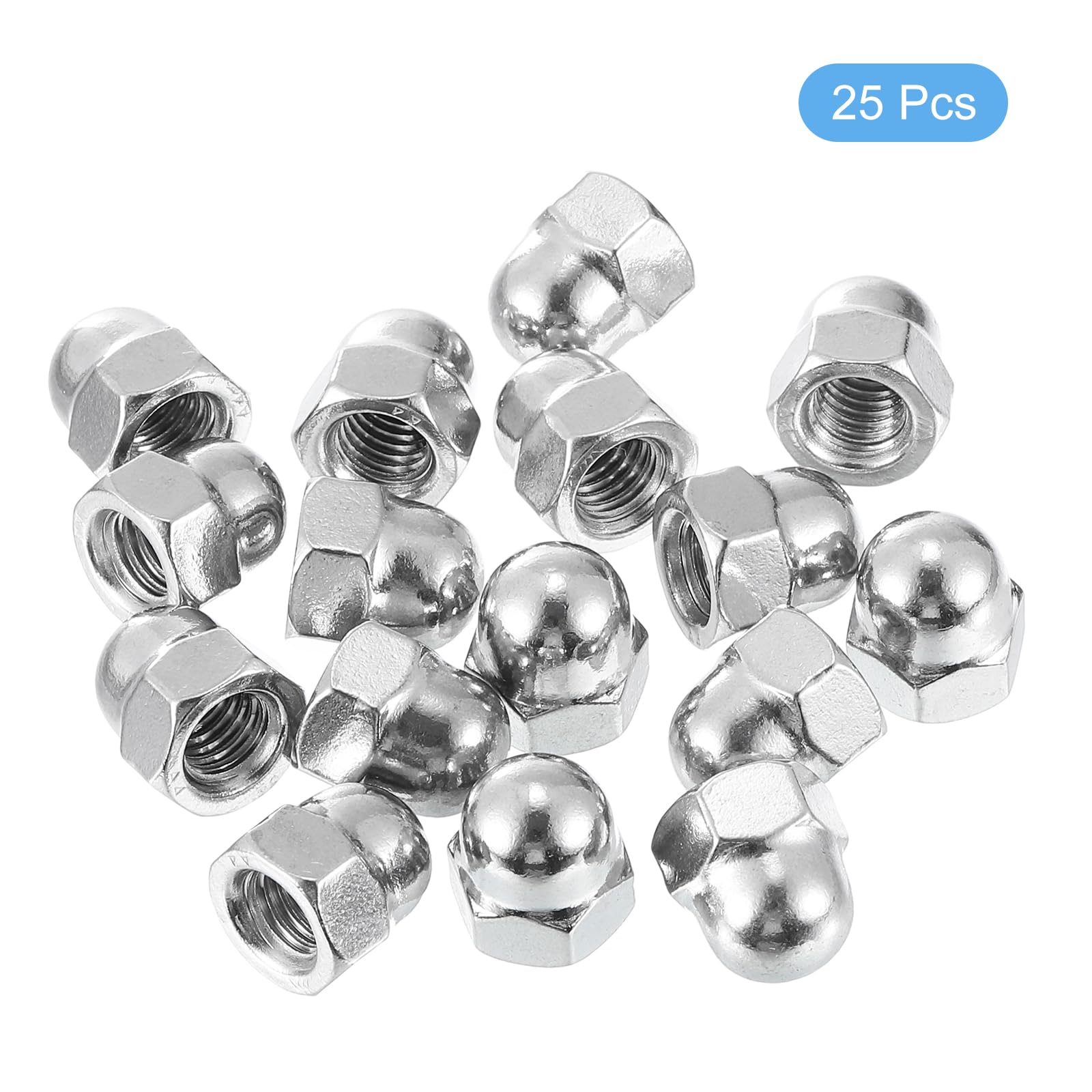 uxcell 25Pcs M8x1.25 316 Stainless Steel Acorn Cap Nuts - Dome Head Hex Nut for Bolt Cover, Rustproof Hardware Fasteners - Perfect for Automotive, Marine & Outdoor Applications