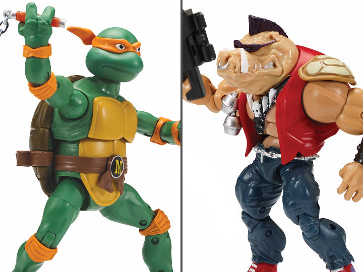 Teenage Mutant Ninja Turtles Classic Michelangelo vs Bebop Action Figure 2-Pack | TMNT Collectible Toys for Kids & Adults | Perfect for Display, Play & Gifts