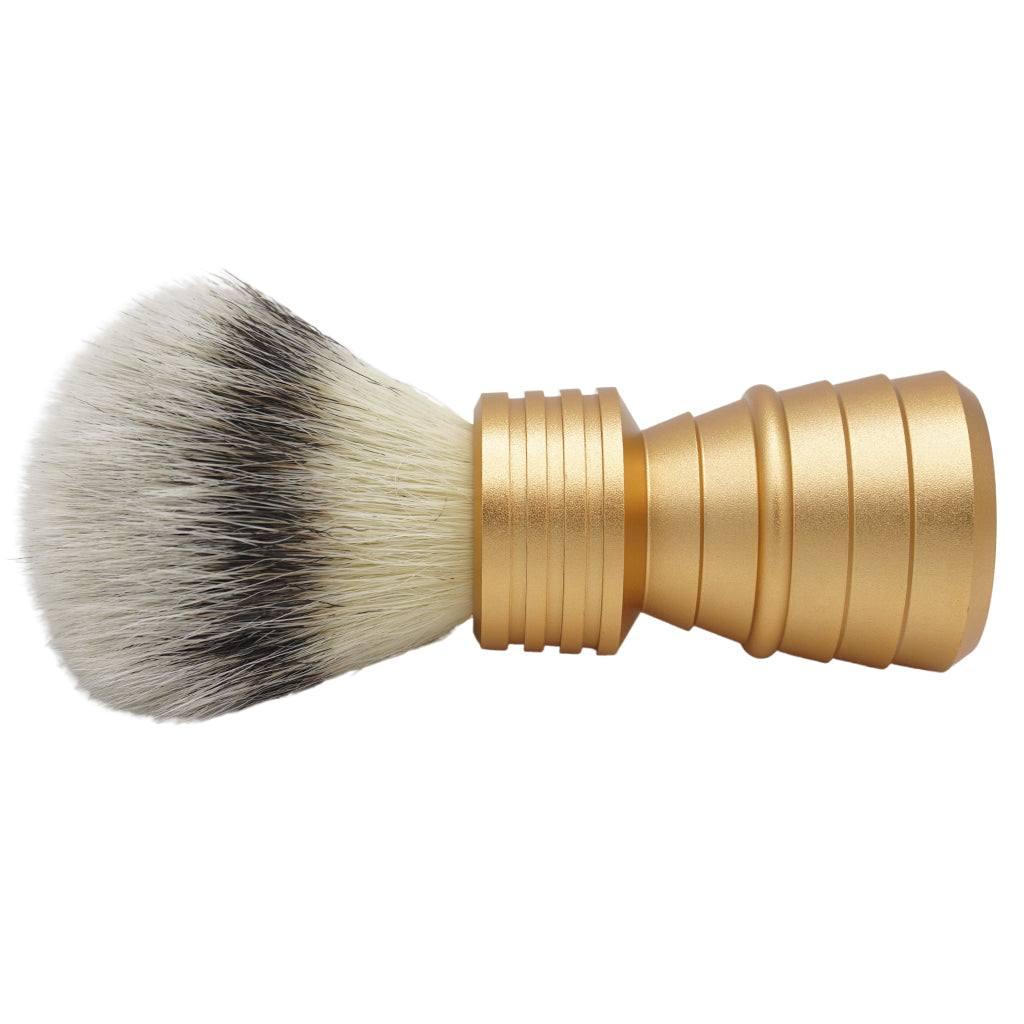 25mm Mühle STF XLarge Synthetic Shaving Brush with AP Shave Co. Alumihandle in Gold Matte & Rocket Design - Premium Wet Shaving Tool for Men's Grooming & Beard Care Routine