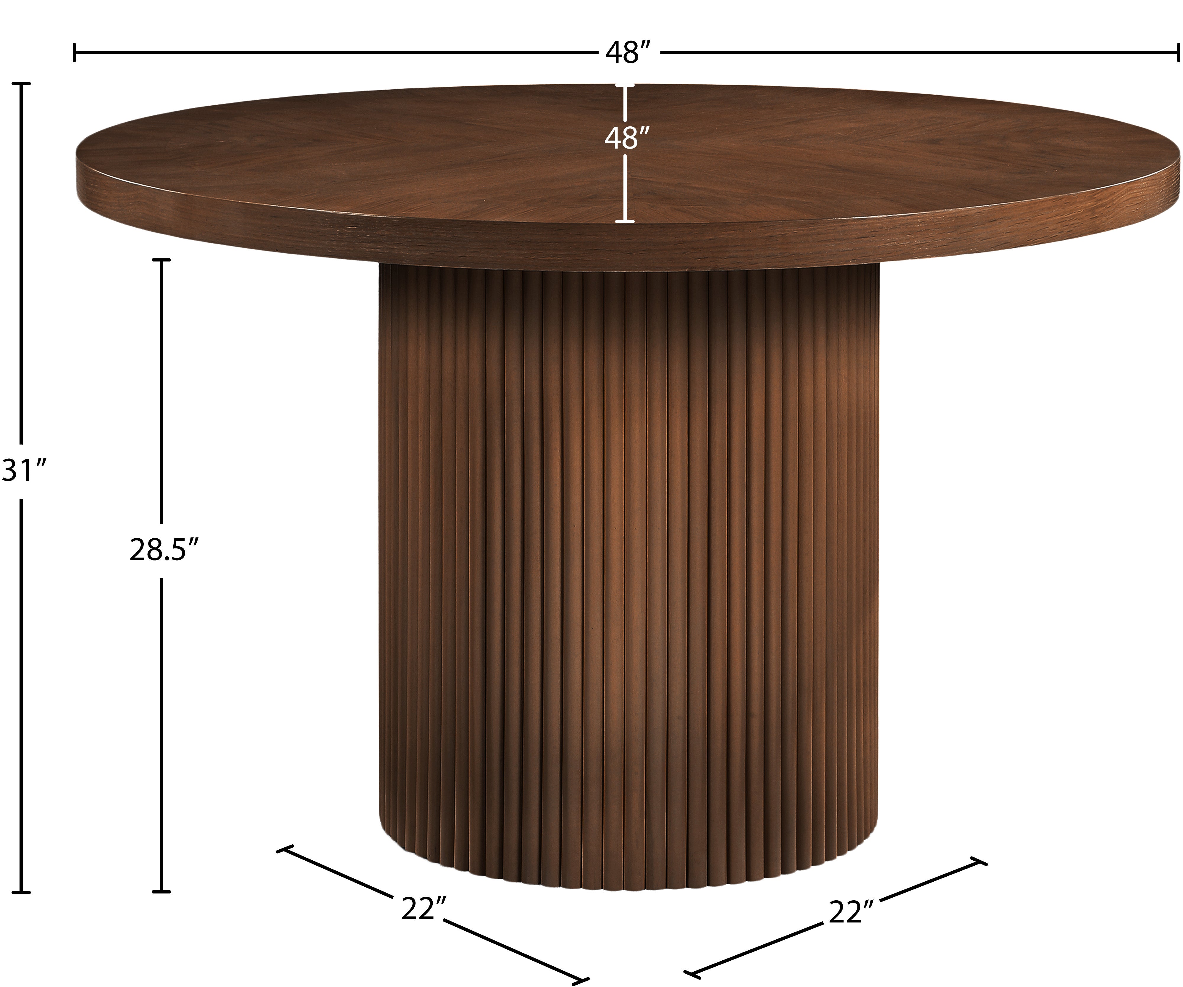 Belinda Brown Oak Veneer Dining Table - Solid Wood Veneer 60 Inch Farmhouse Table for Kitchen, Dining Room & Home Decor | Rustic Style for Family Gatherings & Dinner Parties