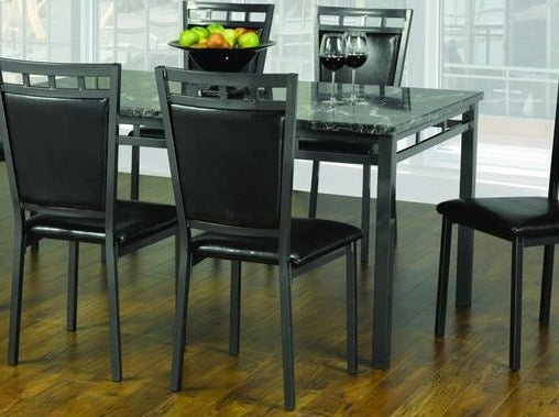 Faux Marble Dining Table with Gun Metal Legs - Modern Kitchen & Dining Room Decor for Home & Office