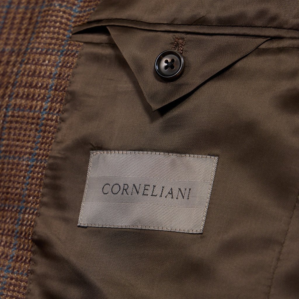 Premium CORNELIANI Men's Wool Blend Blazer - Classic Brown & Blue Colors - Perfect for Business Meetings & Formal Occasions