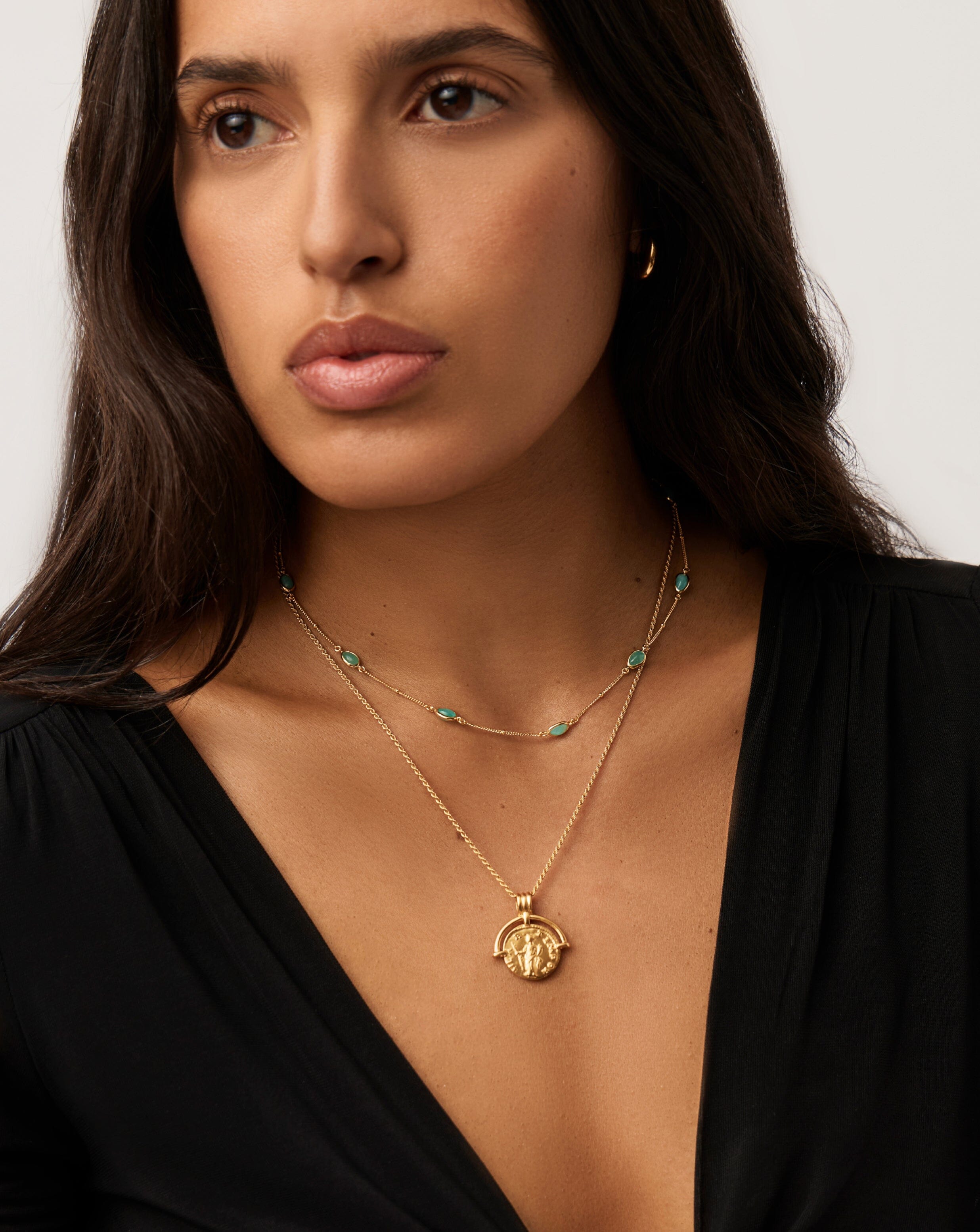 Magma Gemstone Charm Choker Necklace - 18k Gold Vermeil & Amazonite Stone | Elegant Layering Piece for Women, Perfect for Date Nights, Parties & Special Occasions
