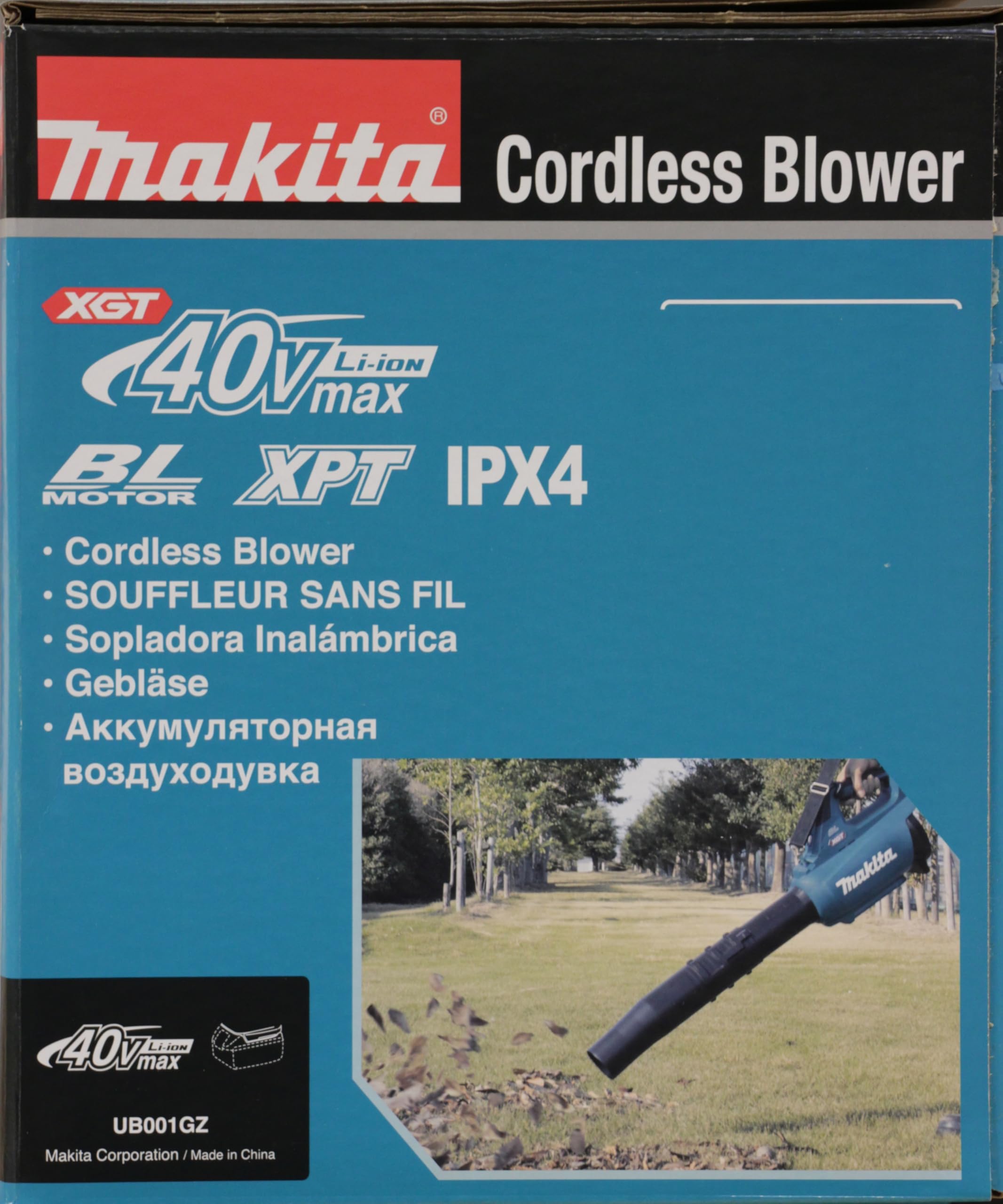 Makita UB001GZ 40V Max XGT Brushless Cordless Leaf Blower - Battery & Charger Not Included (Blue) - Perfect for Yard Cleanup, Driveway Clearing & Outdoor Maintenance