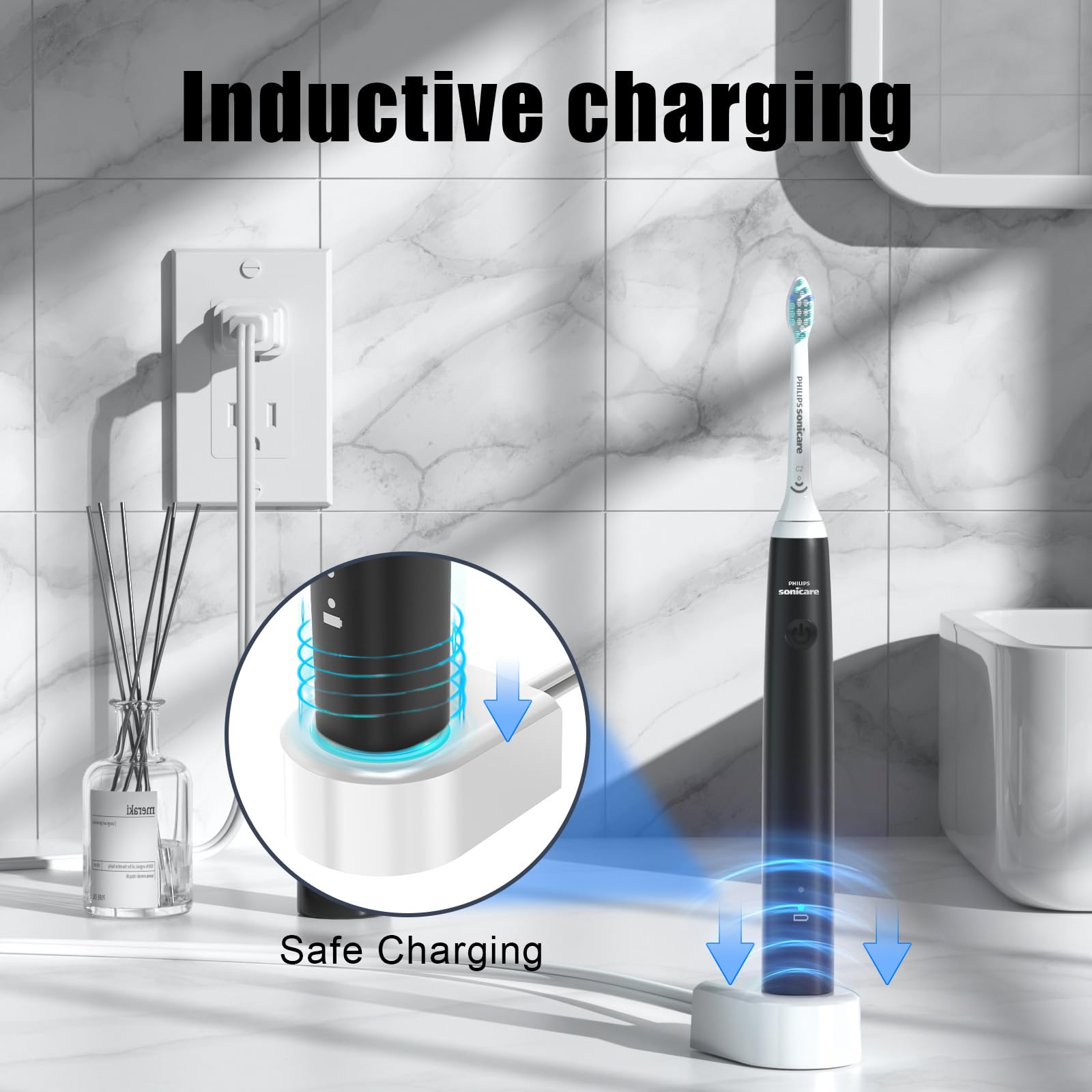 IBERLS Replacement Charger Base for Philips Sonicare Electric Toothbrush HX6100, 5100, 5300, 4100 Series - Fast Charging Cord for Home & Travel Use