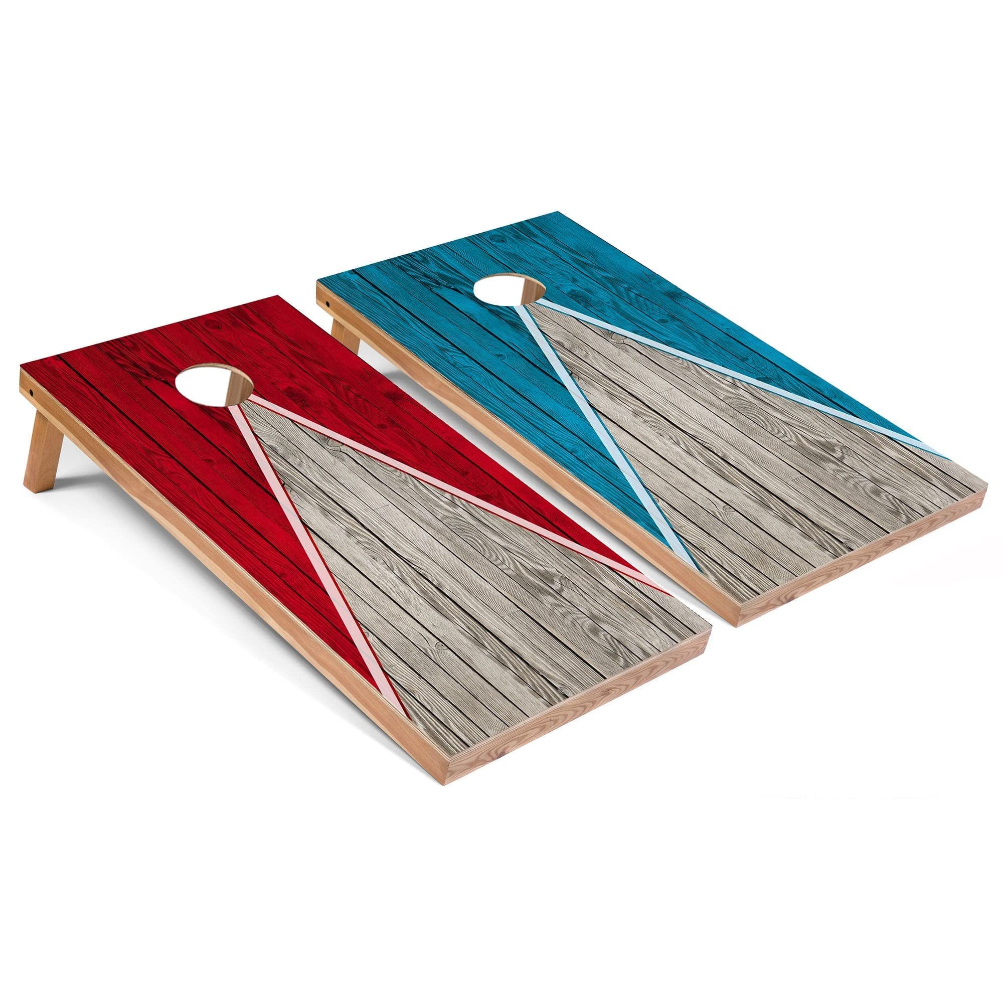 Skip's Garage Red & Turquoise Regulation Size Cornhole Set - Solid Wood or All-Weather Portable Cornhole Game for Backyard, Tailgating & Outdoor Parties