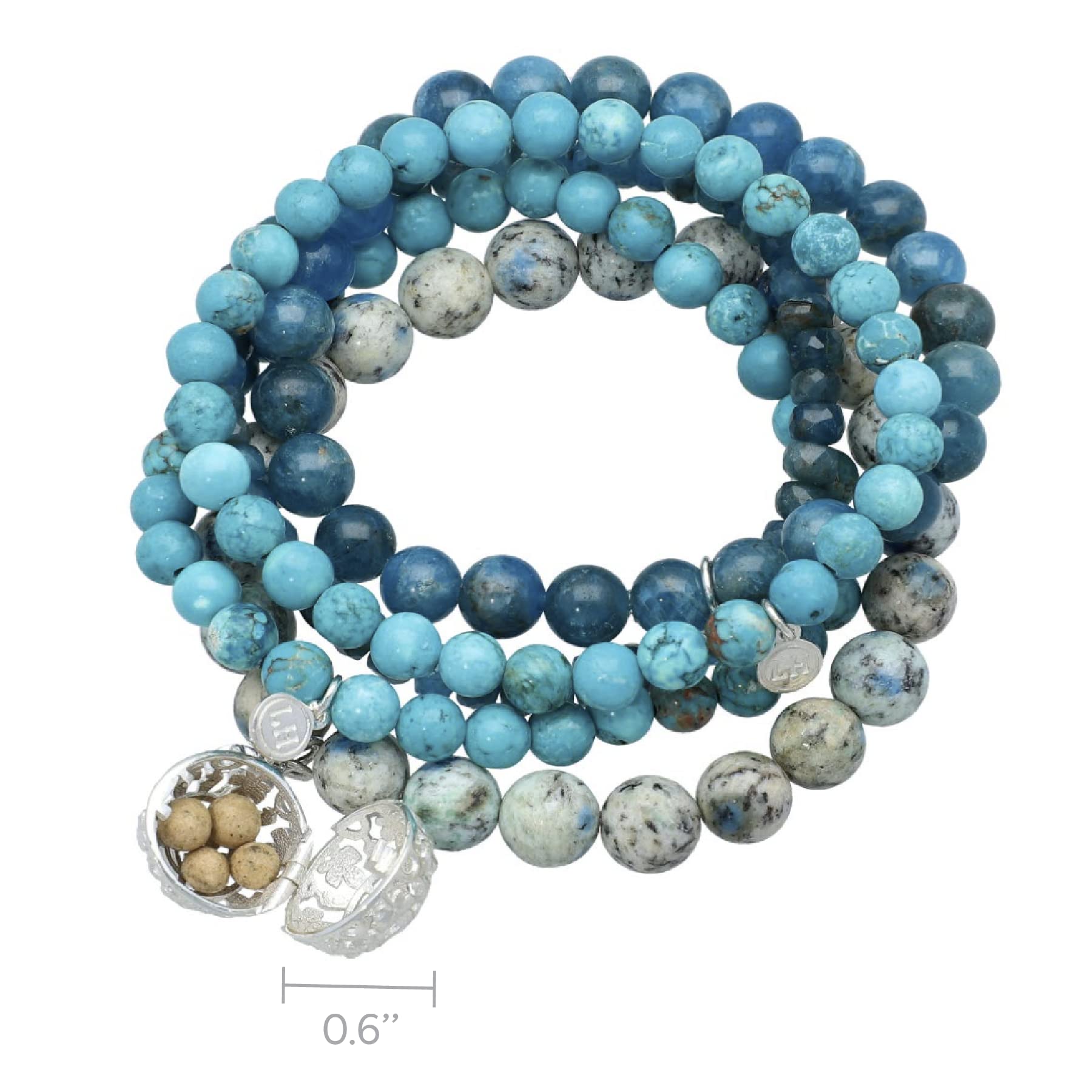 Lisa Hoffman Boho Beaded Bracelet Set for Women - 5 Stretch Bracelets with Floral Charms, Genuine Faceted Gemstones & Fragrance Beads - Handmade Bohemian Jewelry Gift Set (3 Scents Included) | Perfect for Everyday Wear, Boho Fashion & Special Occasions