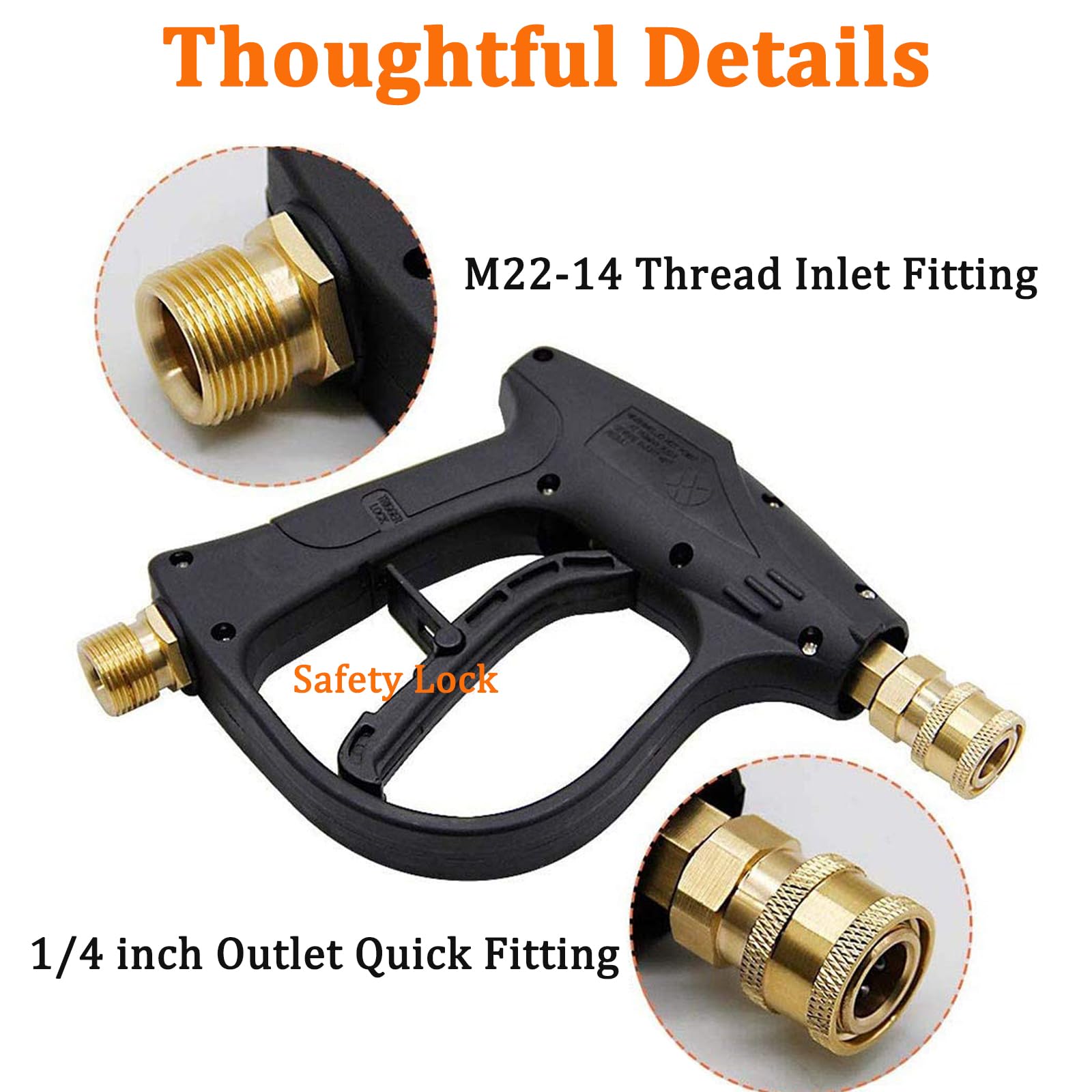 CGACOL 3000 PSI High Pressure Power Washer Gun Kit with M22-14mm/15mm Fitting & Quick Connectors - Heavy Duty Spray Gun for Car Washing, Driveway Cleaning, and Outdoor Surface Maintenance
